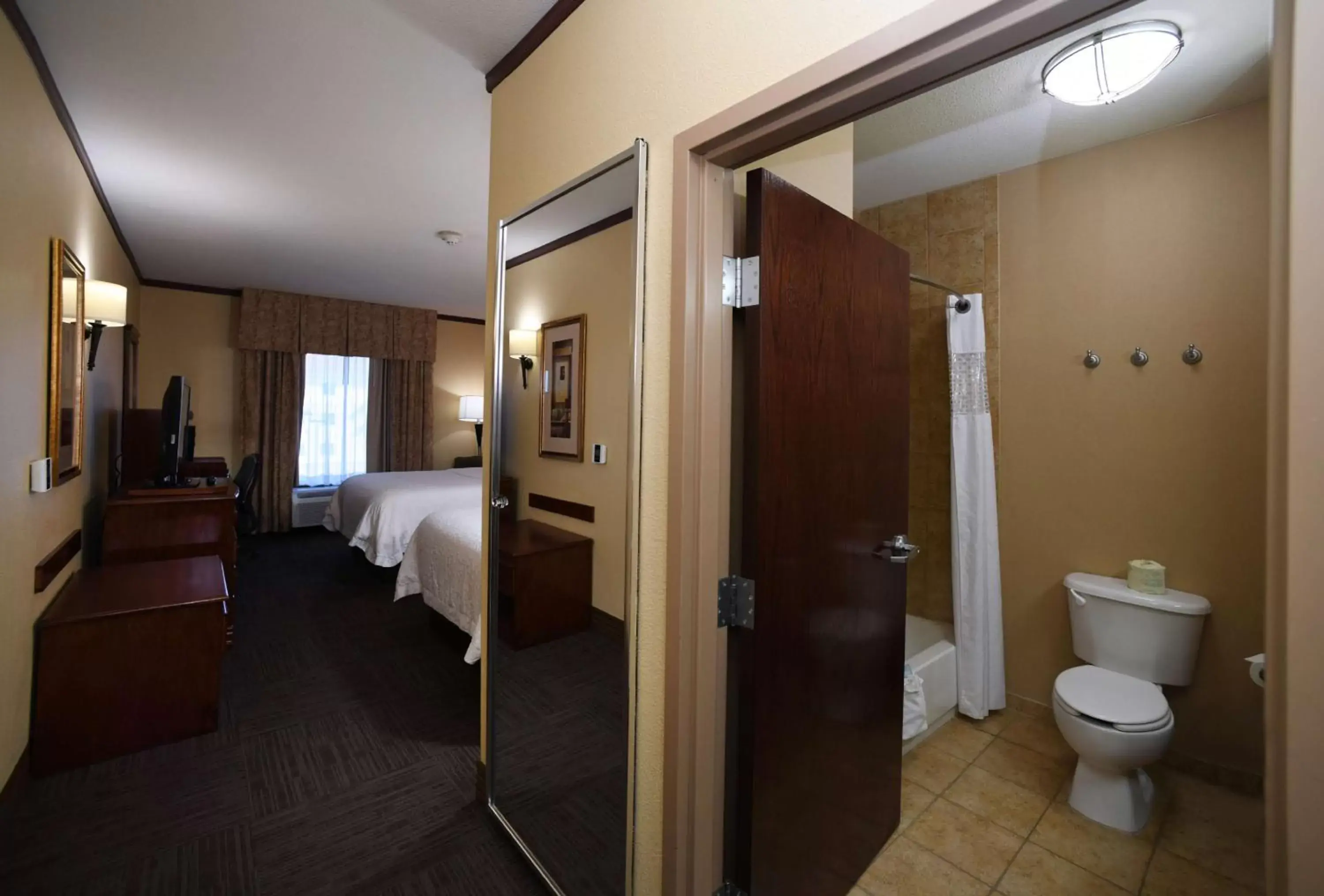 Bed, Bathroom in Hampton Inn Seguin