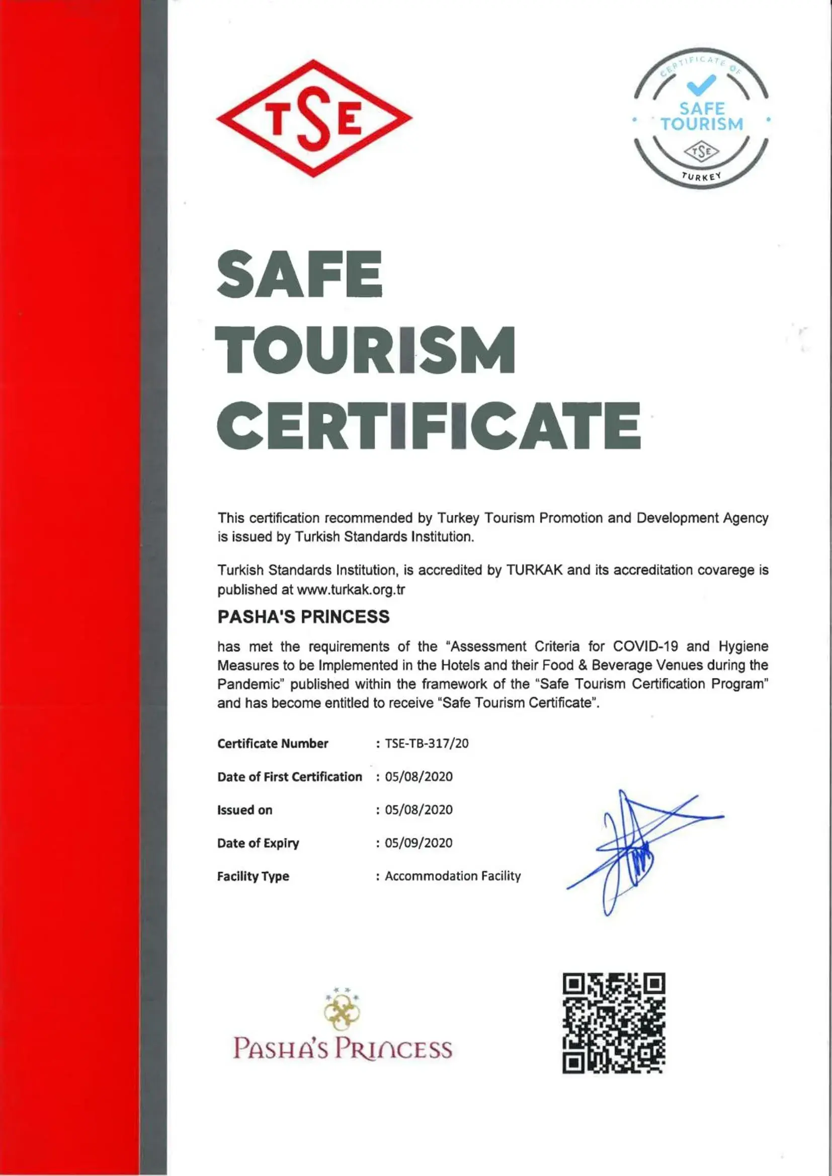 Certificate/Award in Pashas Princess by Werde Hotels - Adult Only