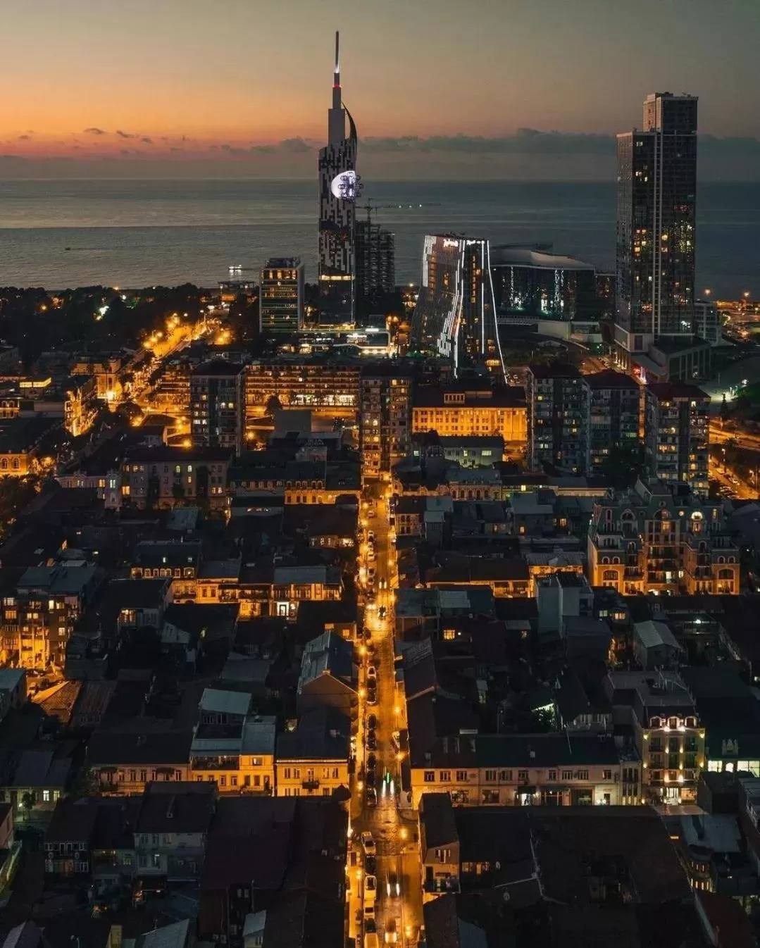 Night, Bird's-eye View in Luxury Sea View Aparthotel In Orbi City Batumi