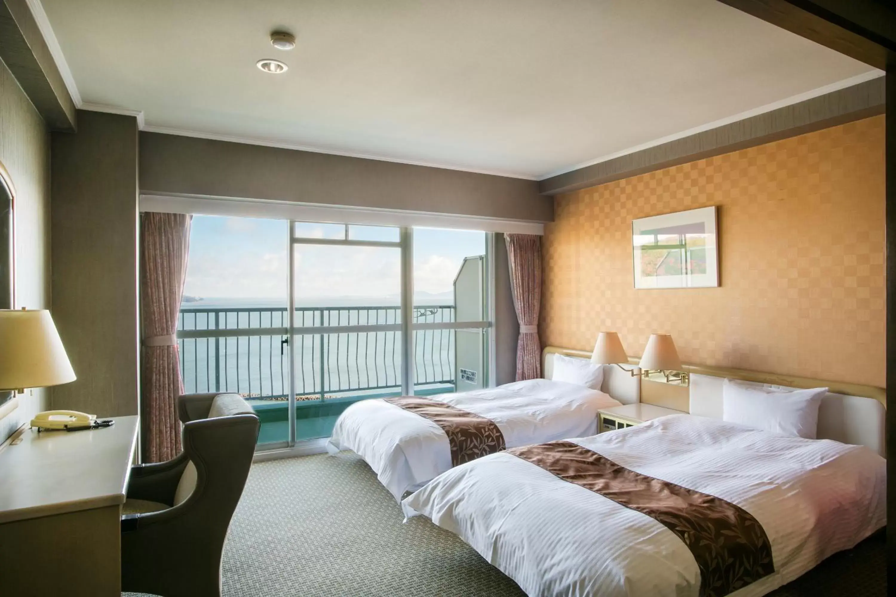 Twin Room with Tatami Area with Ocean View - single occupancy in Mikawawan Resort Linx