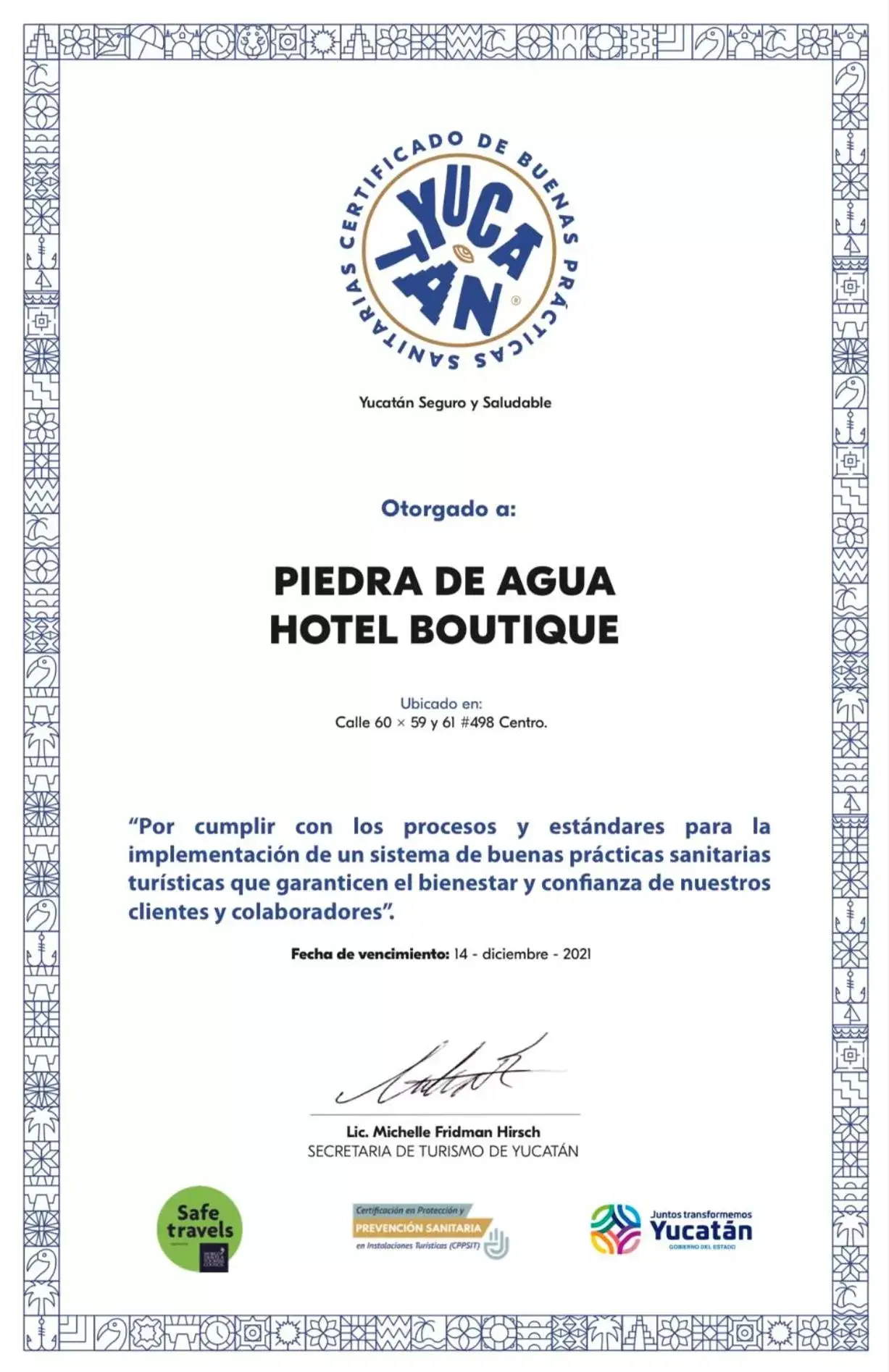 Logo/Certificate/Sign in Piedra de Agua Merida