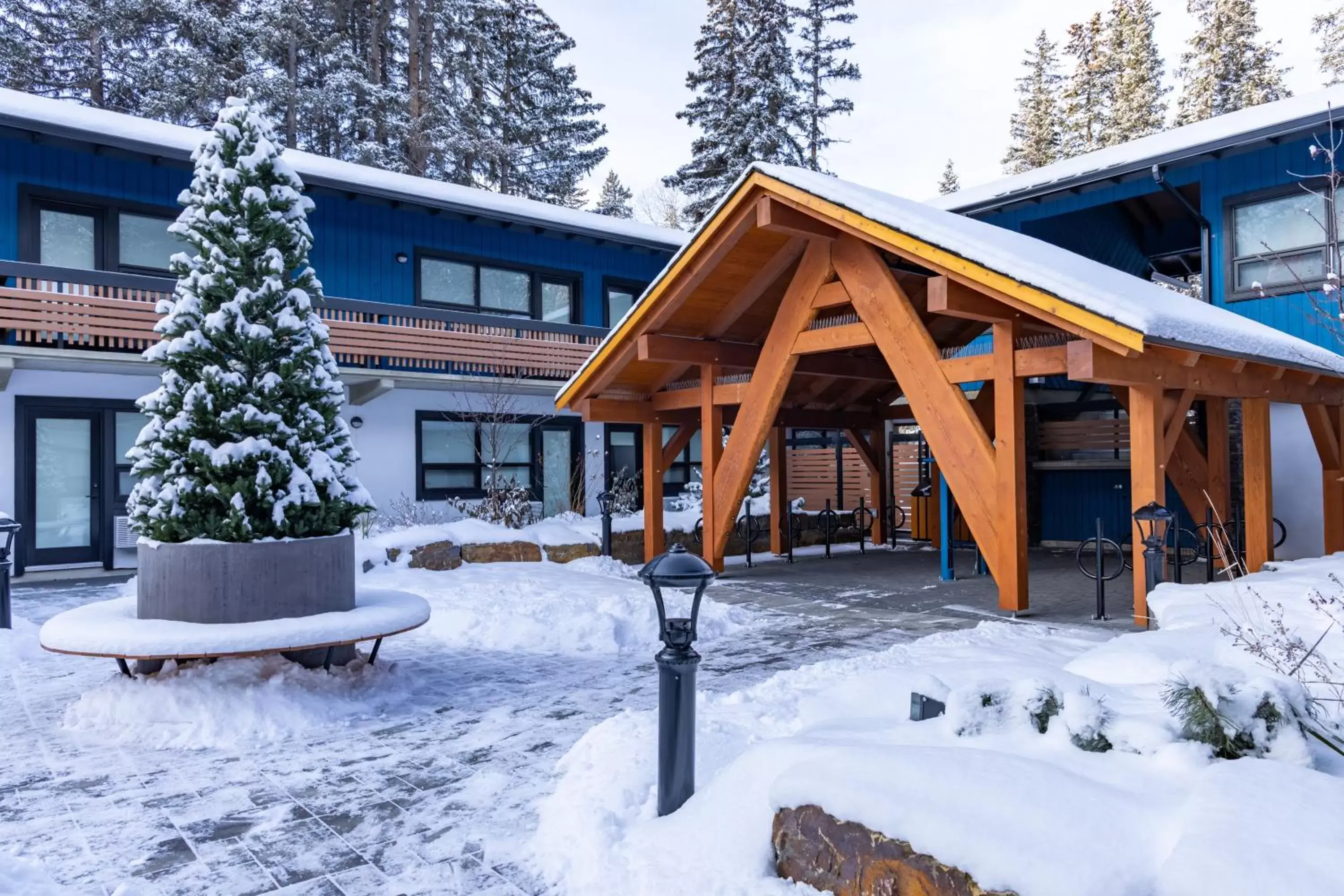 Inner courtyard view, Winter in The Dorothy Motel