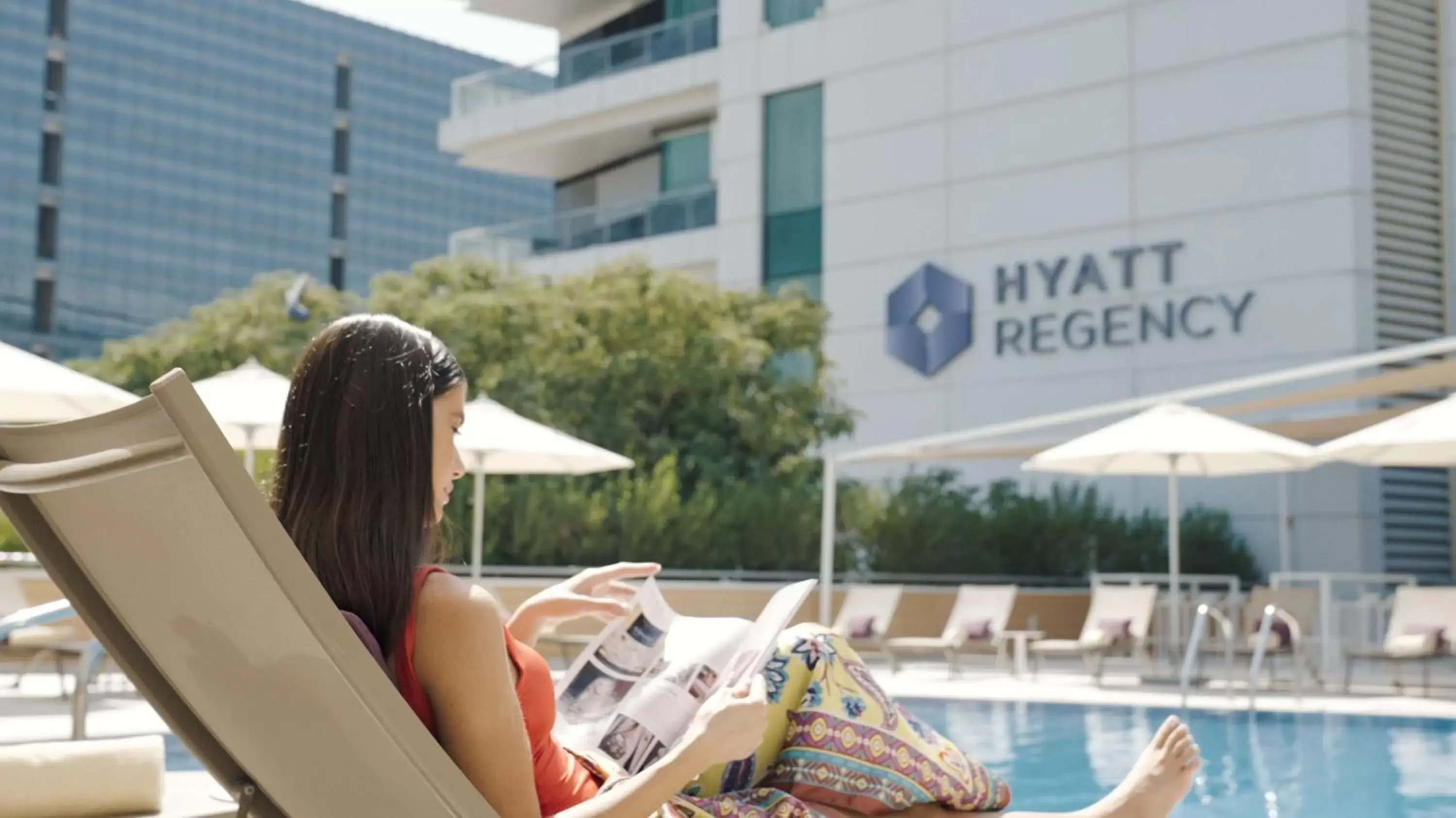 Swimming pool, Guests in Hyatt Regency Oryx Doha