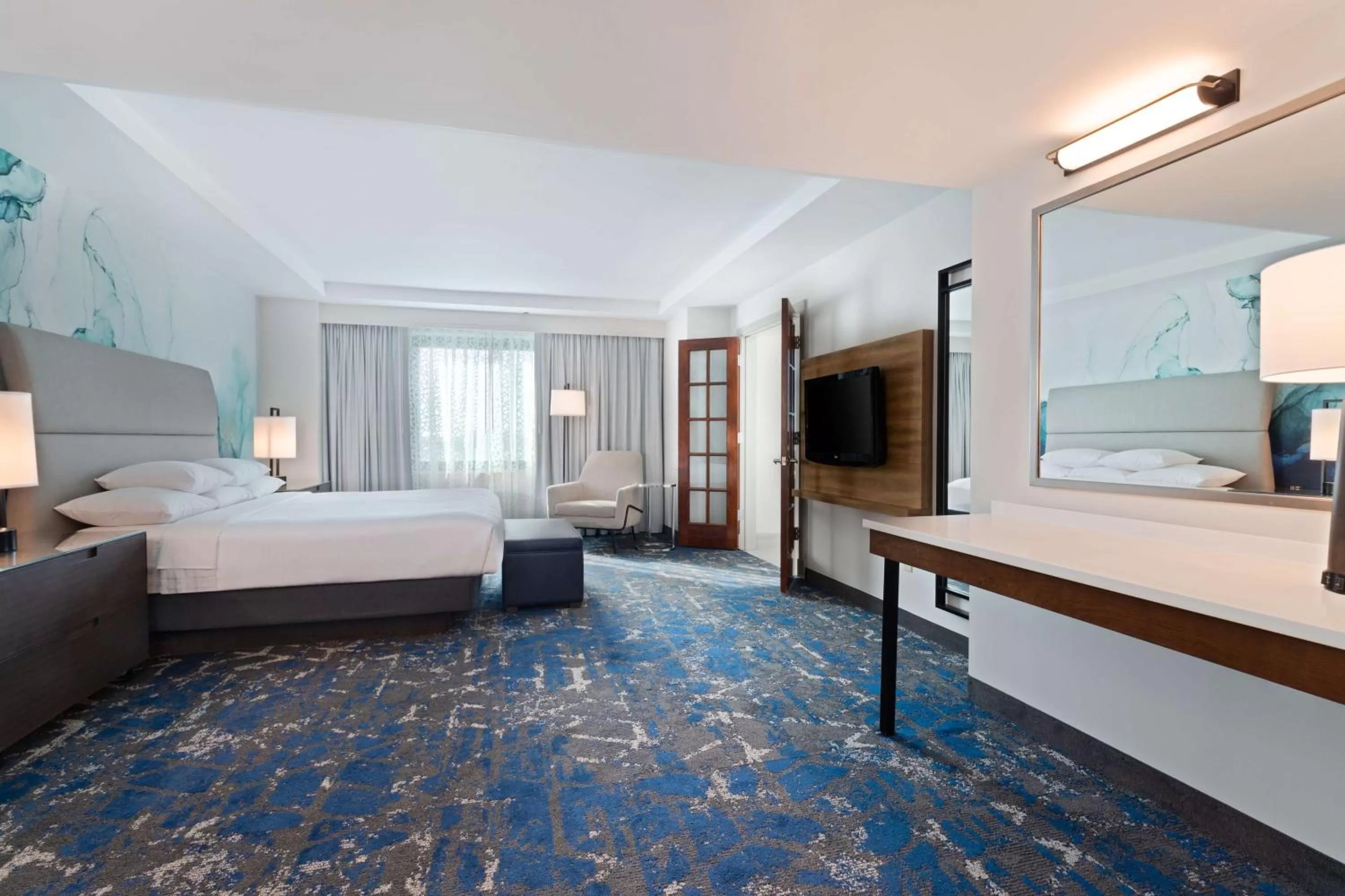 Bedroom, Bed in Embassy Suites by Hilton Tampa USF Near Busch Gardens