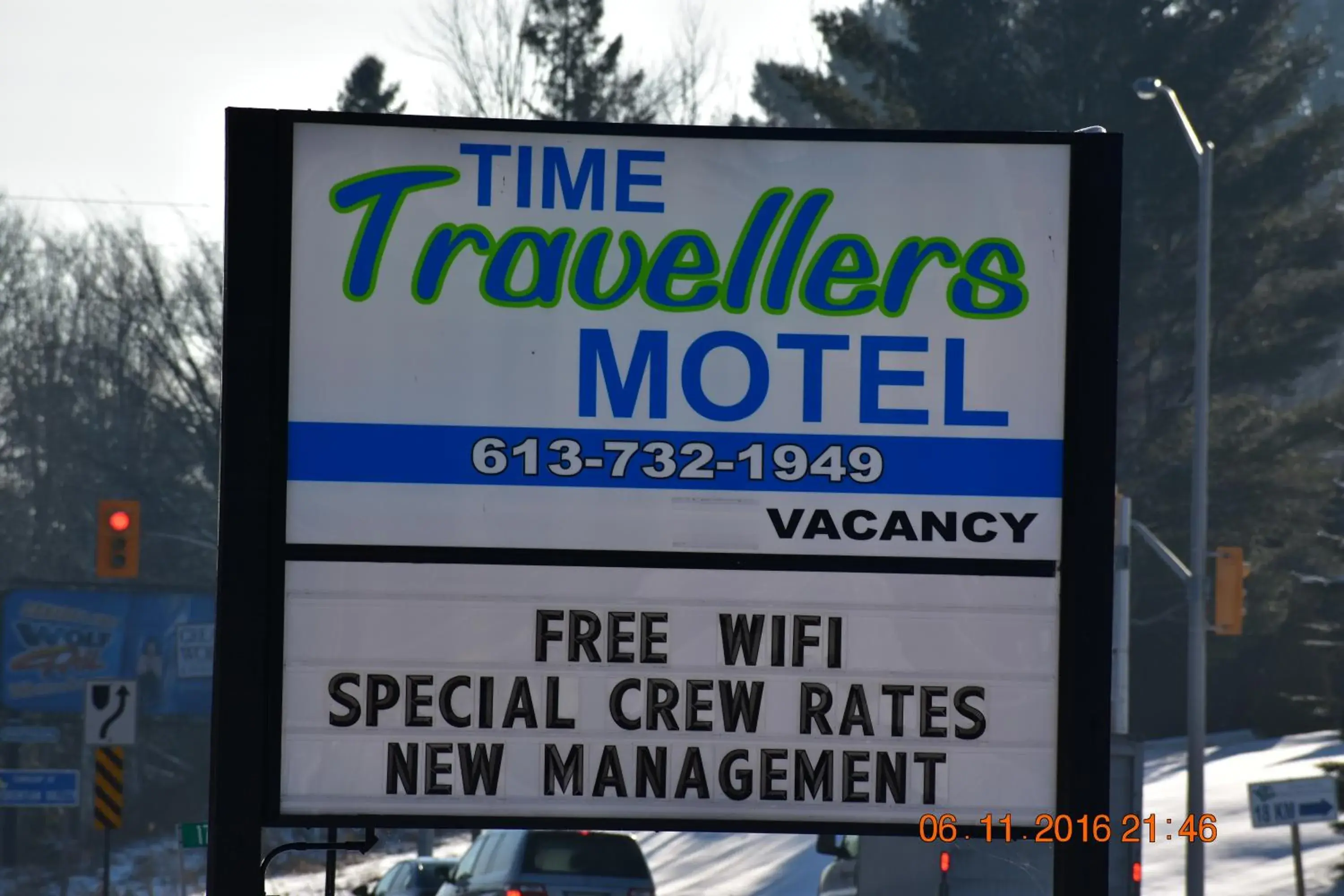 Property building, Property Logo/Sign in Time Travellers Motel