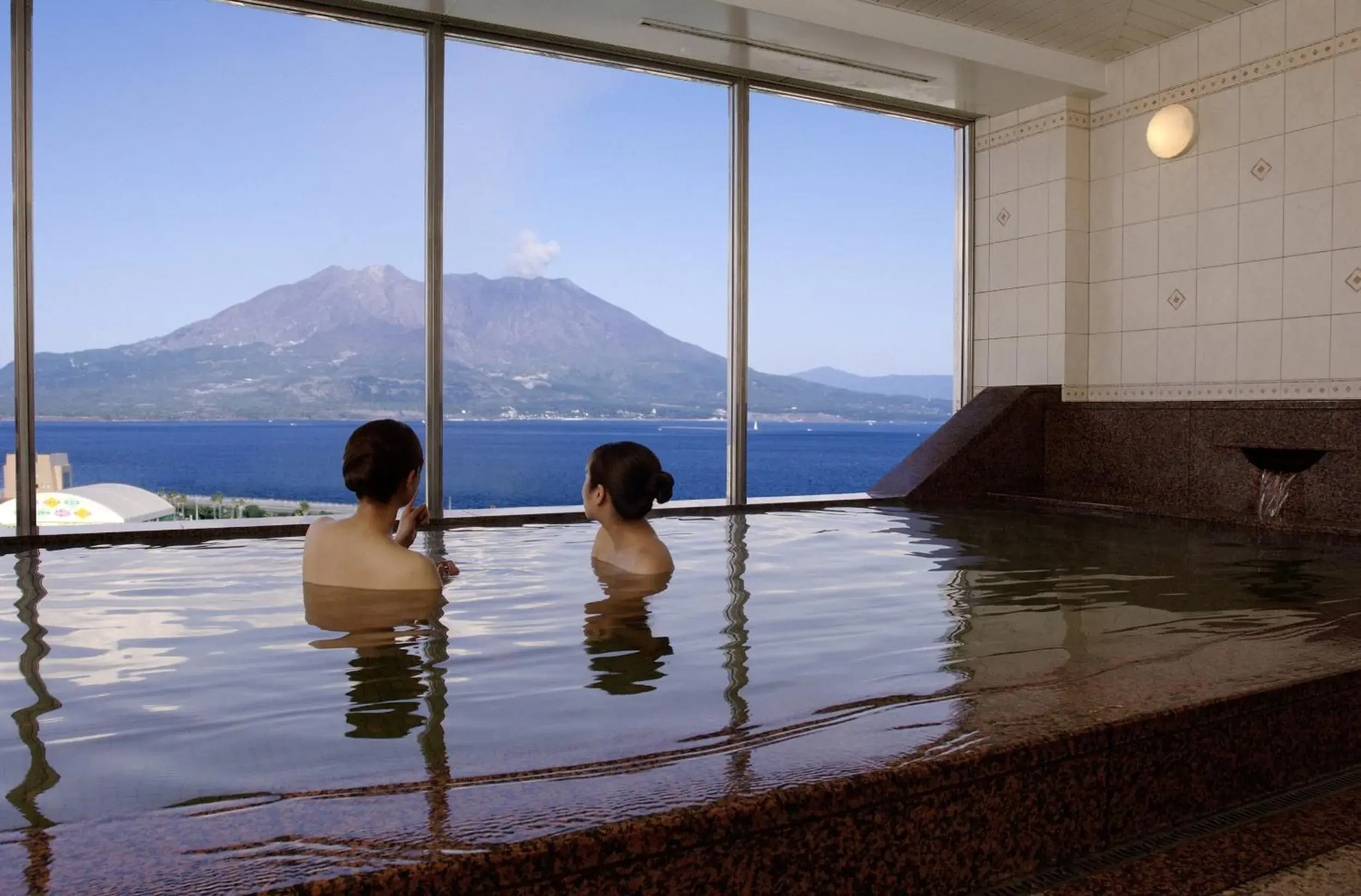 Hot Spring Bath, Swimming Pool in Kagoshima Sun Royal Hotel