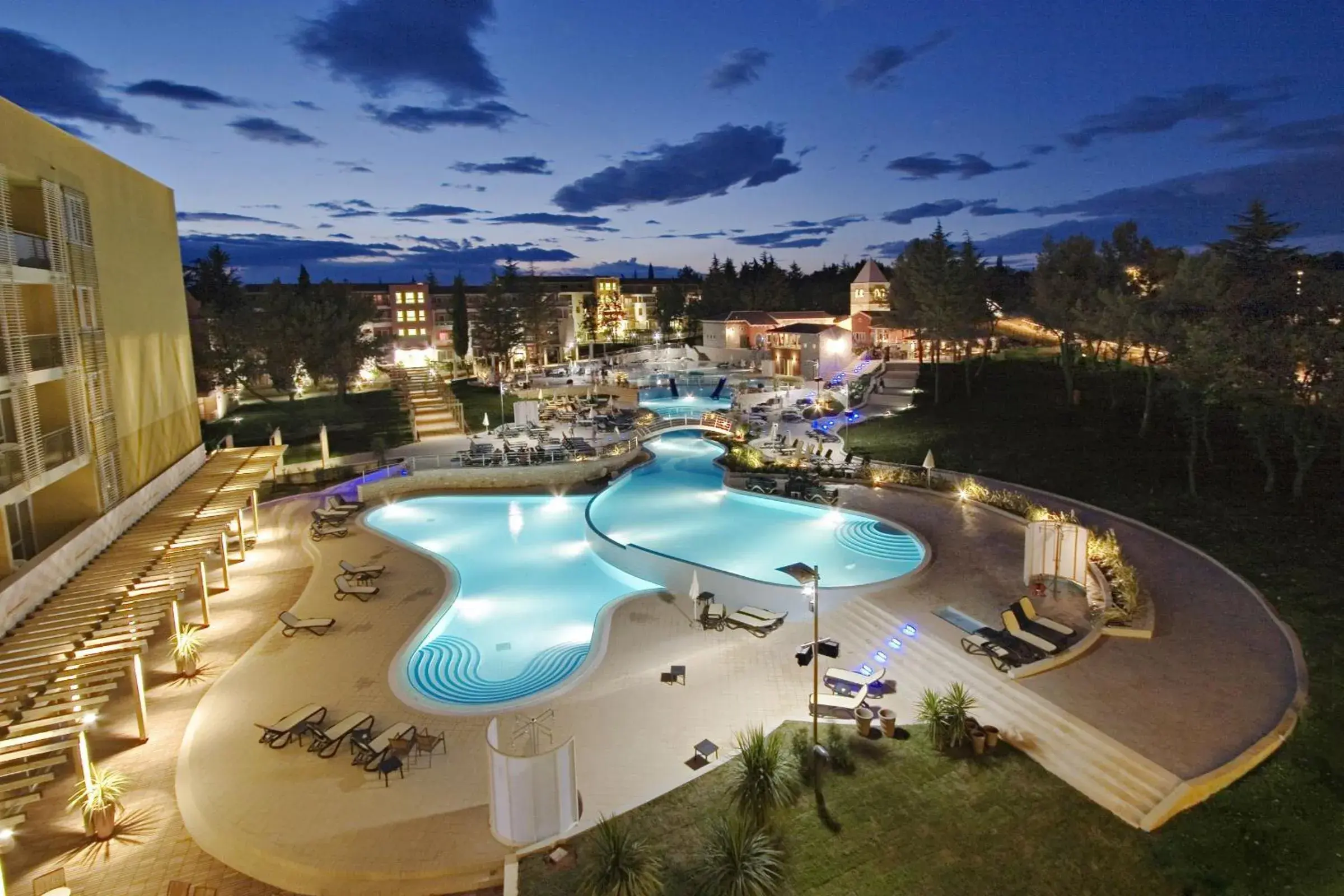 Night, Pool View in Sol Garden Istra