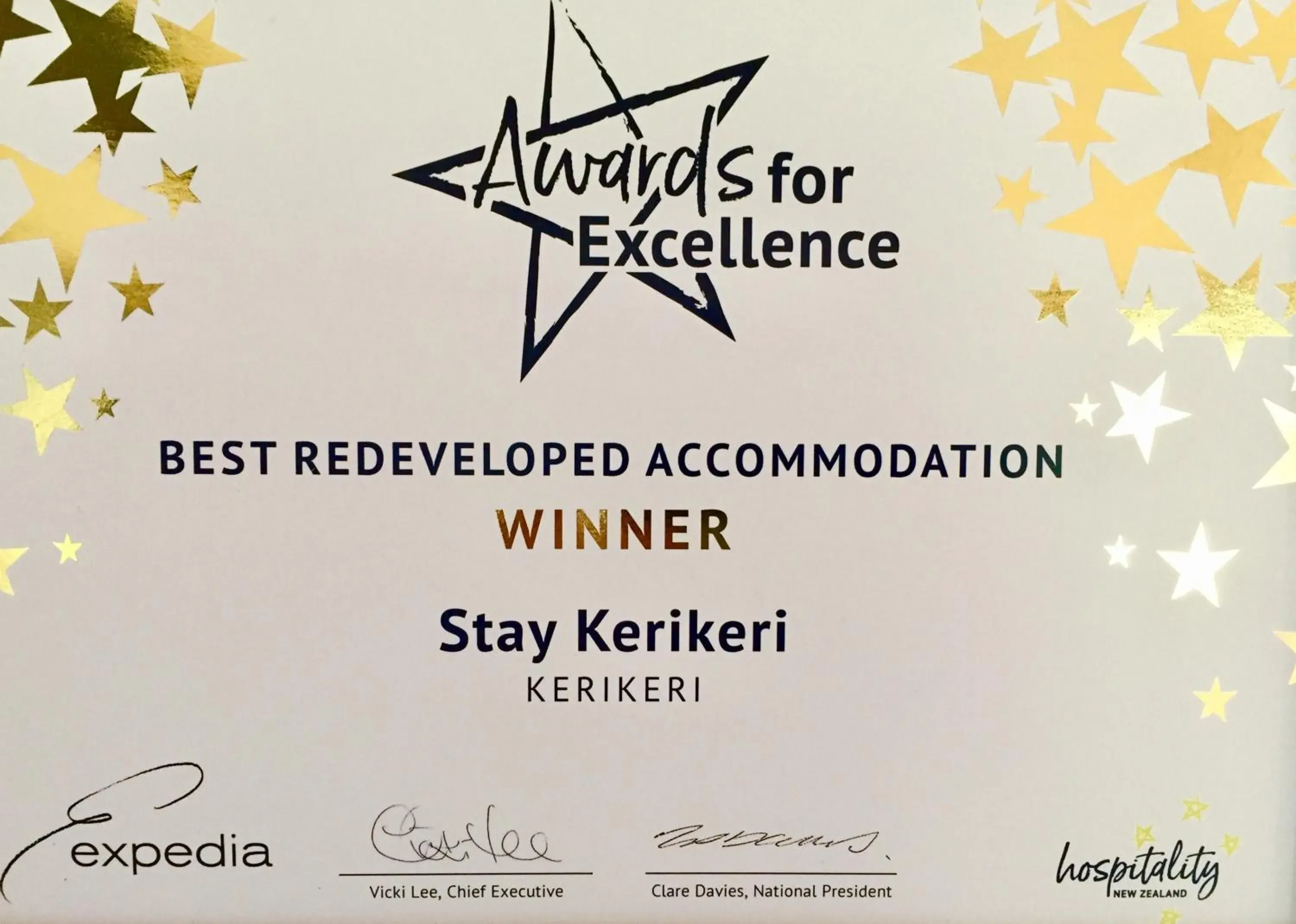 Certificate/Award in Stay Kerikeri
