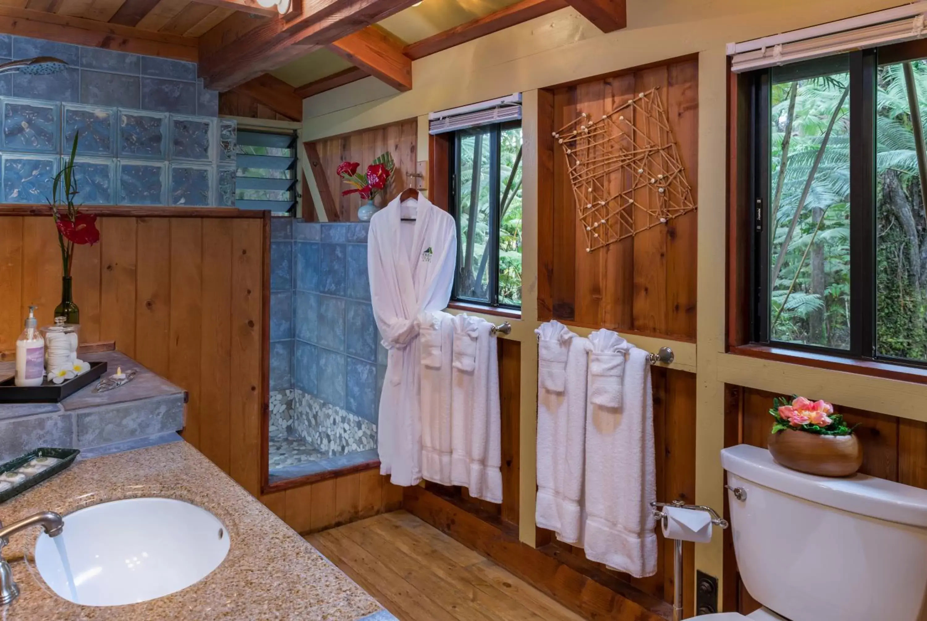 Bathroom in Volcano Village Lodge