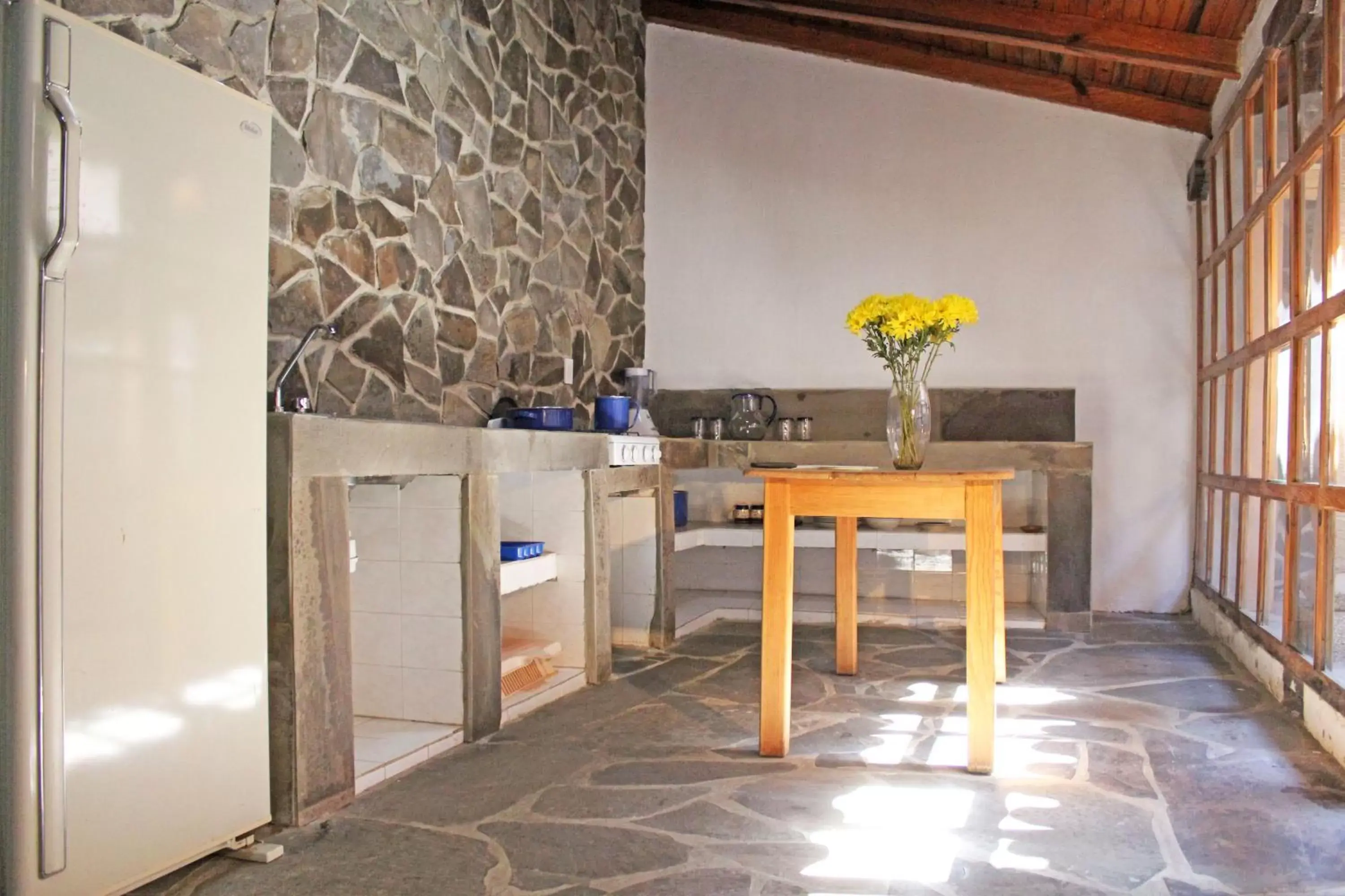 Kitchen or kitchenette in Las Margaritas Hotel Posada