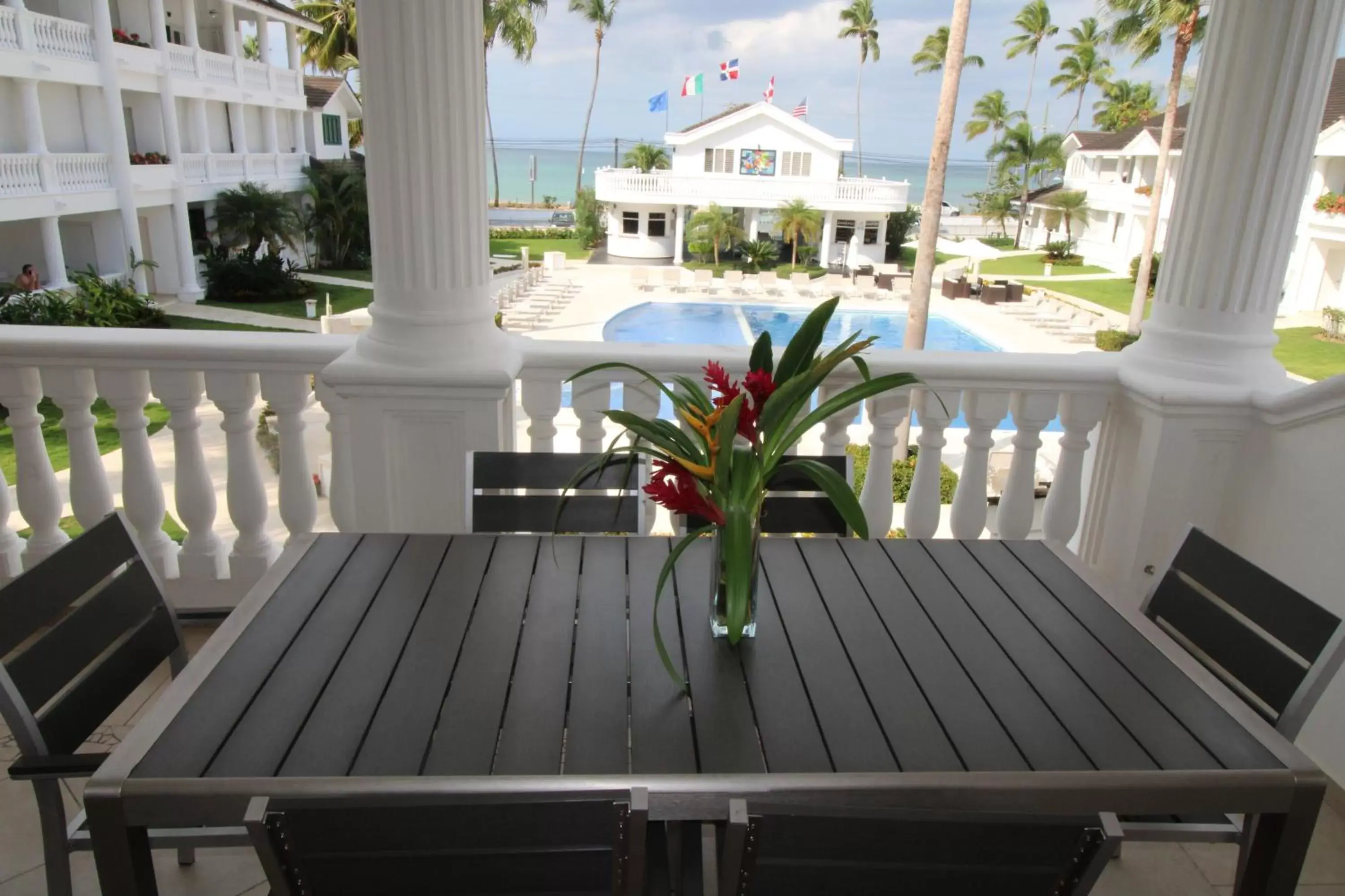 Balcony/Terrace, Pool View in Albachiara Hotel - Las Terrenas