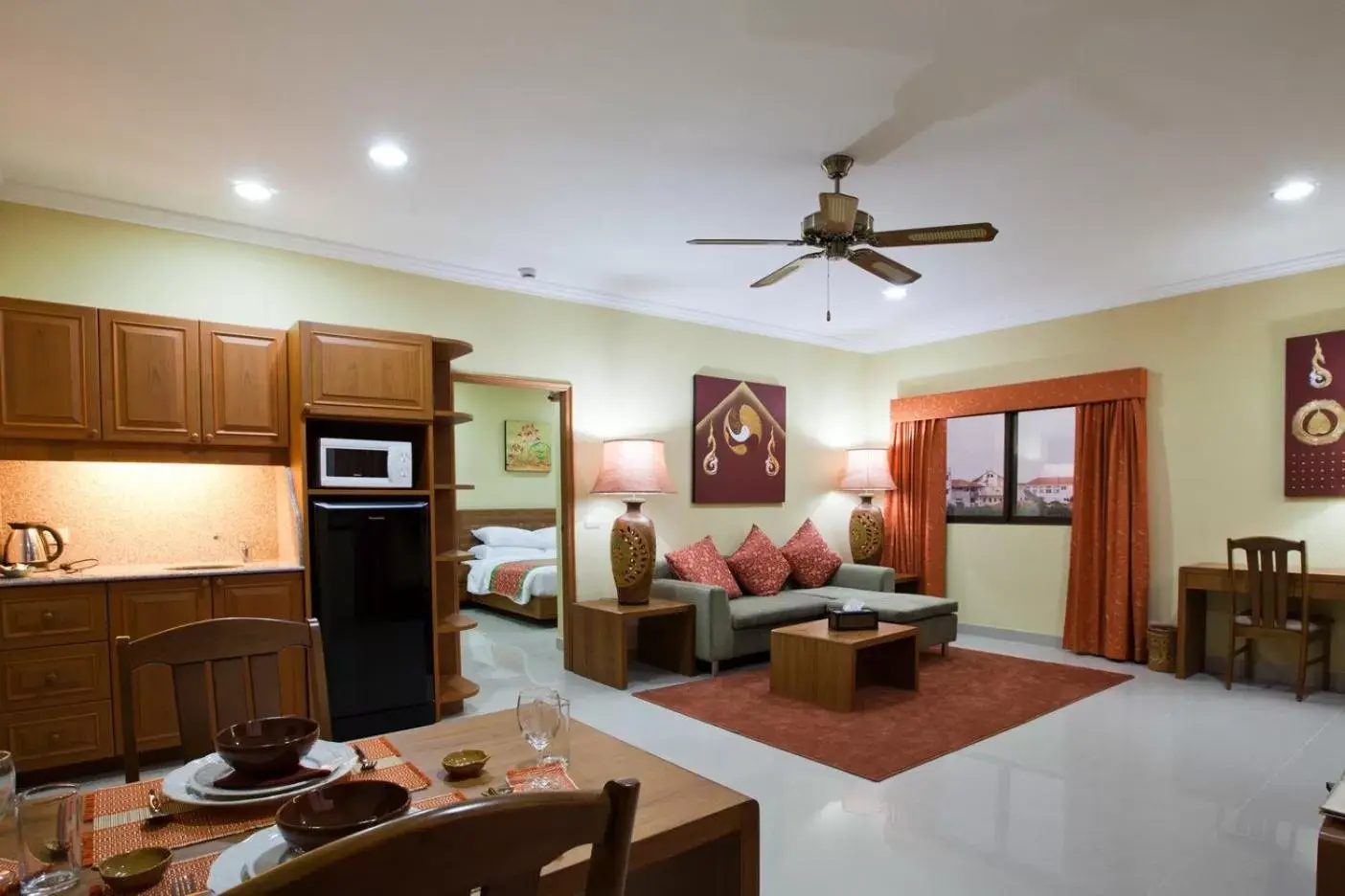 Kitchen or kitchenette, Bed in Baan Souy Resort Kitchen or kitchenette, Bed in Baan Souy Resort