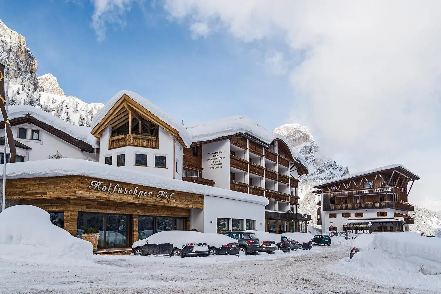 Facade/entrance, Winter in Kolfuschgerhof Mountain Resort