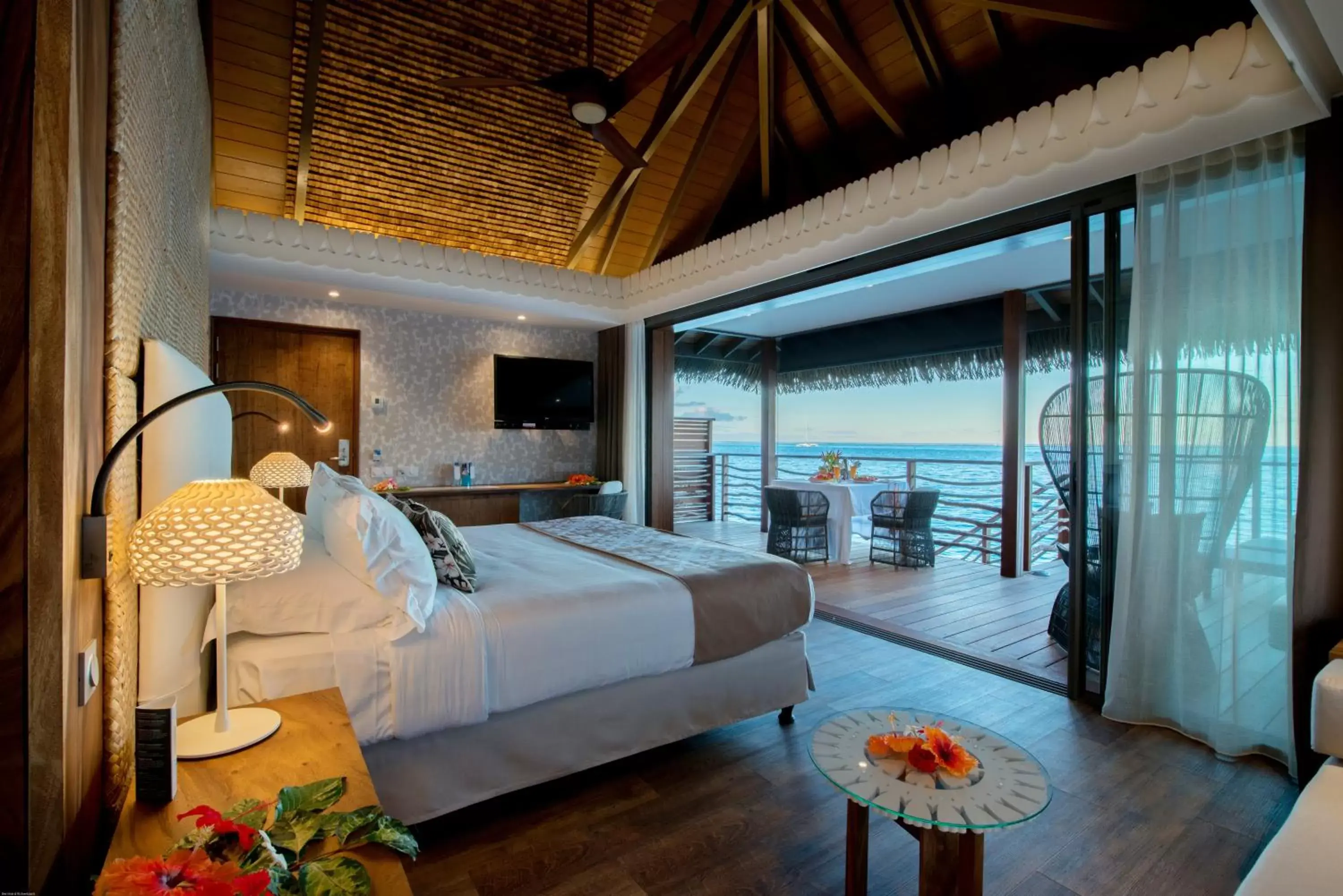Balcony/Terrace, Bed in InterContinental Tahiti Resort & Spa by IHG Balcony/Terrace, Bed in InterContinental Tahiti Resort & Spa by IHG
