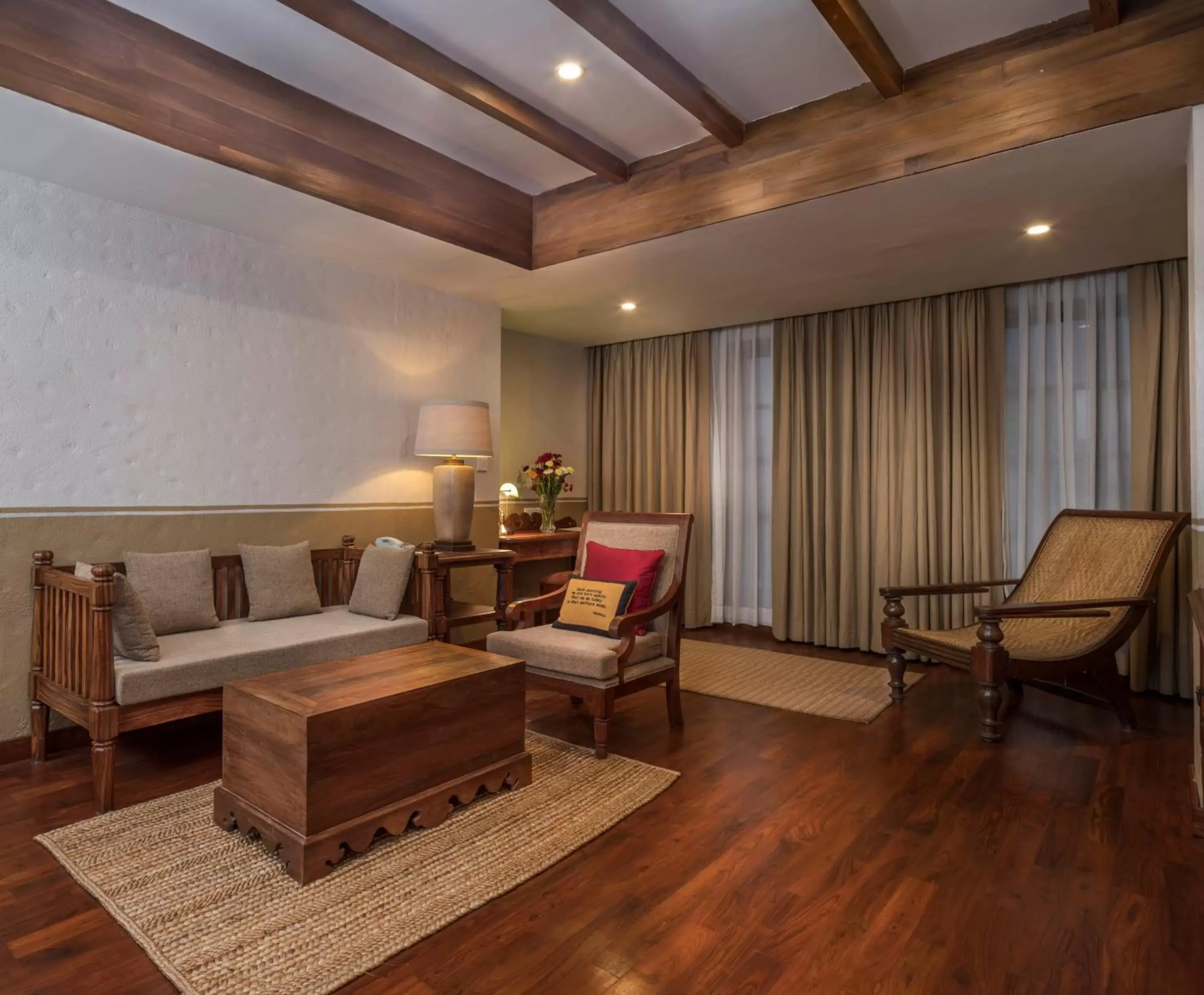 Bed, Seating Area in Nepali Ghar Hotel