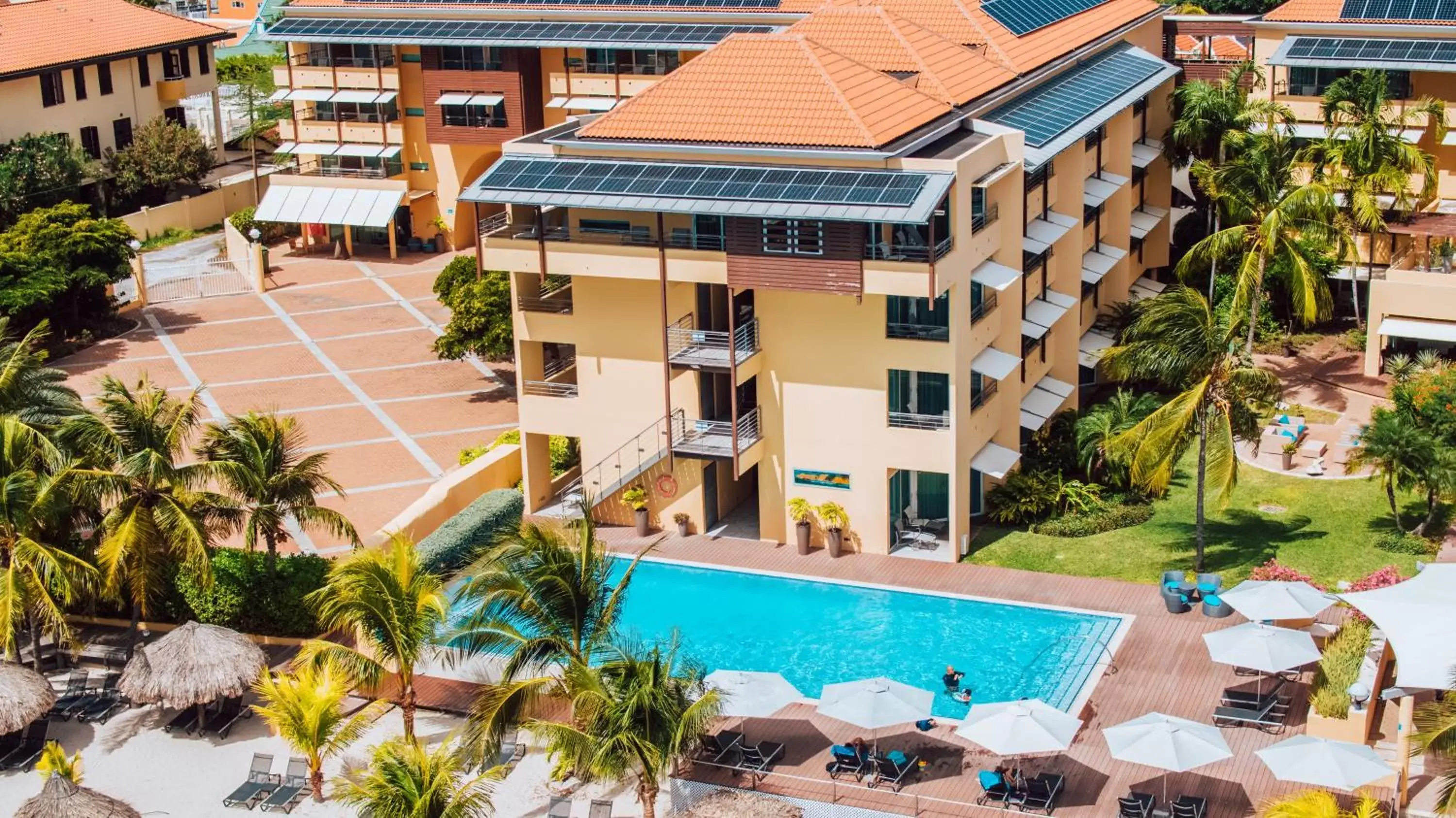 Bird's eye view, Pool View in Curacao Avila Beach Hotel
