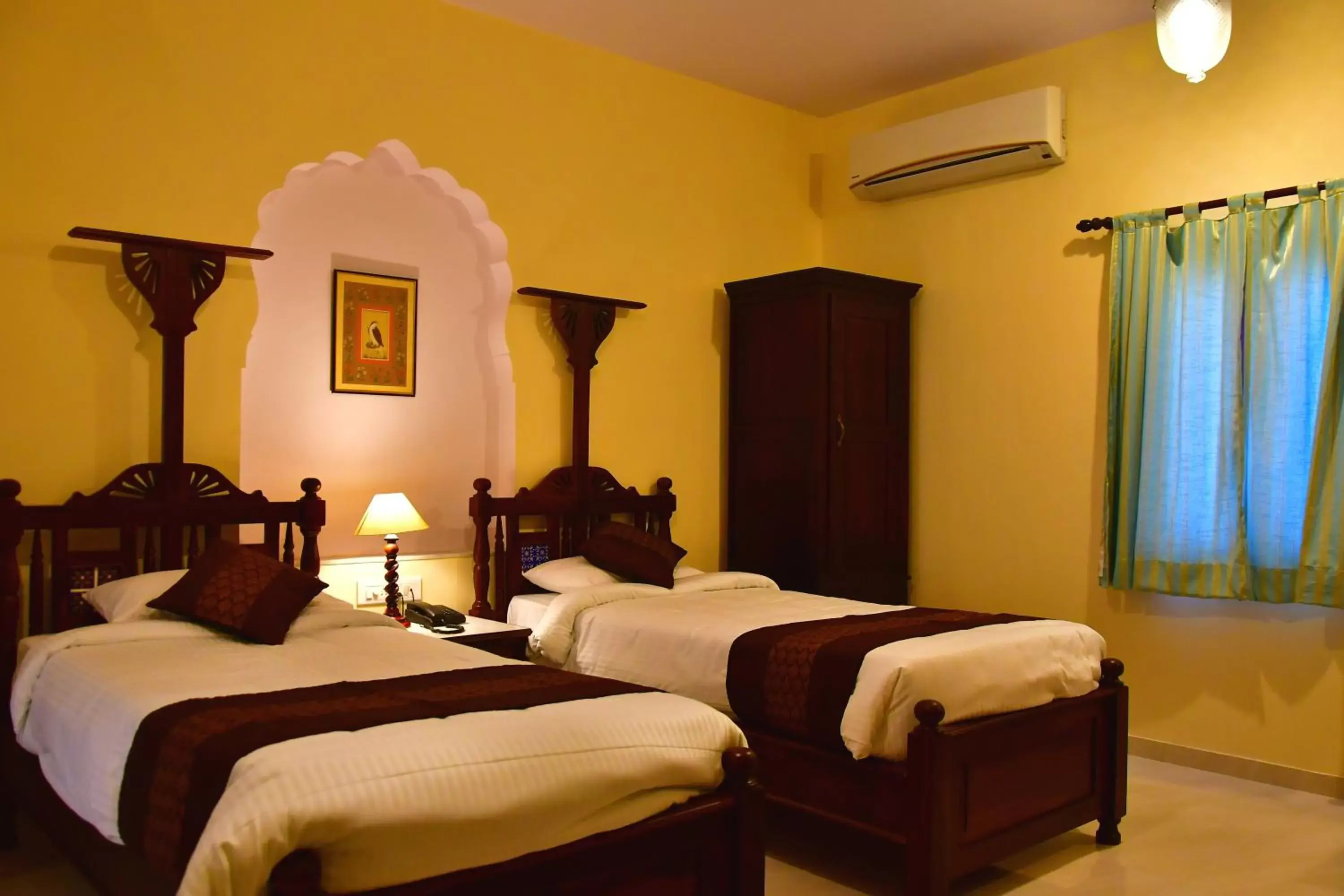 Bed in Khandela Haveli - a Boutique Heritage Hotel