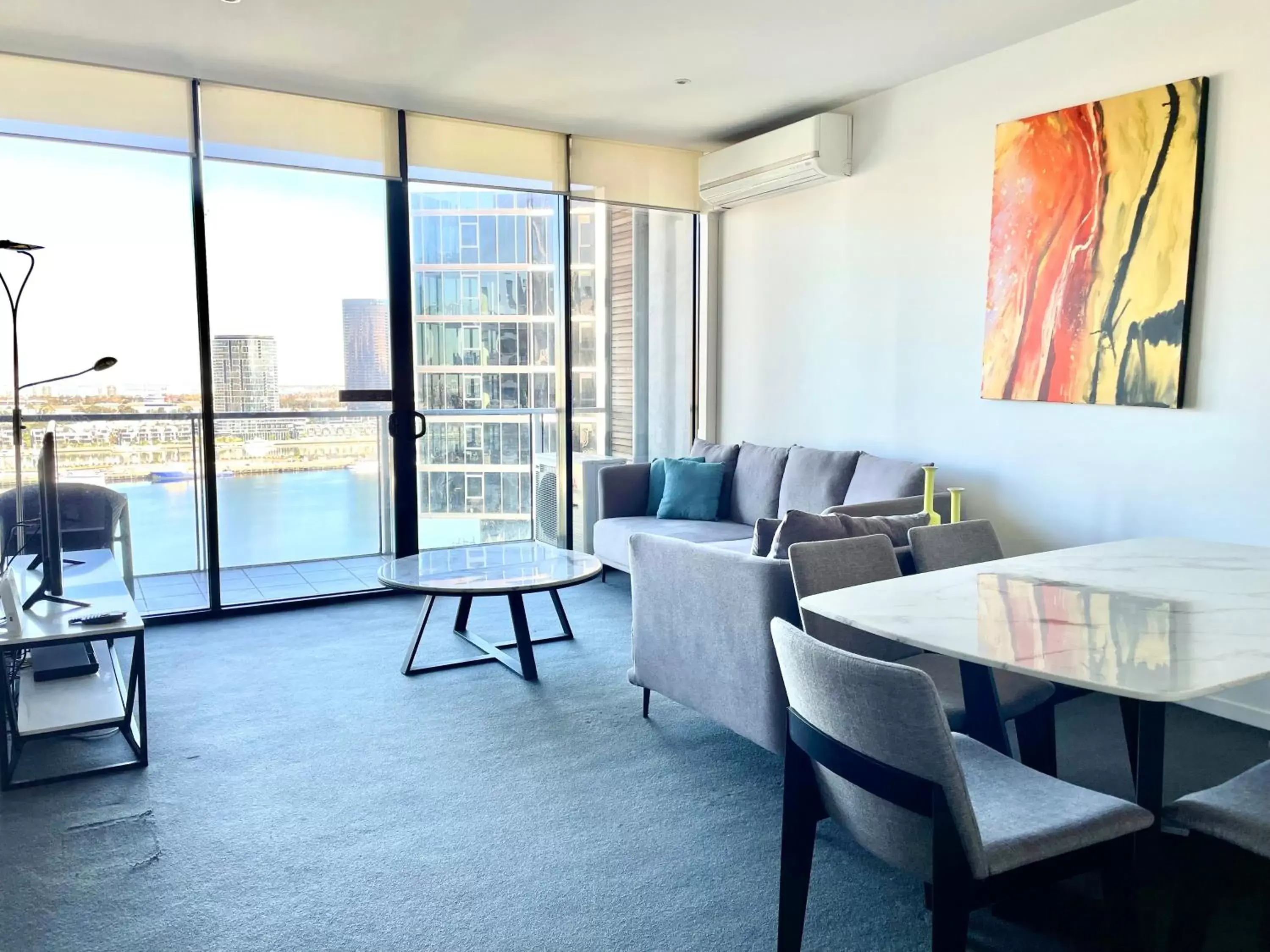 Living room in The Sebel Residences Melbourne Docklands Serviced Apartments