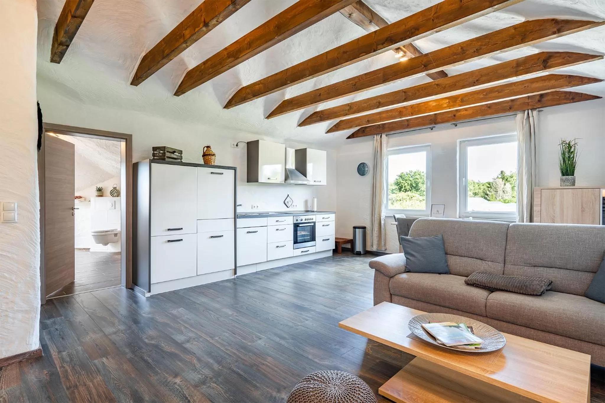 Kitchen or kitchenette in Villa Moorstern am Badesee Tannenhausen