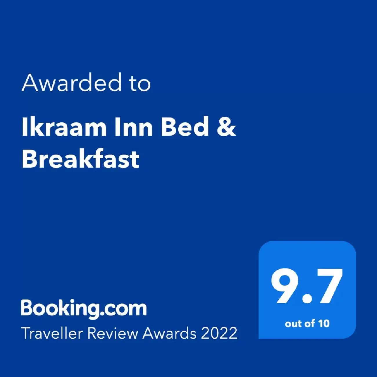 Certificate/Award, Bed in Ikraam Inn - Boutique Bed & Breakfast Certificate/Award, Bed in Ikraam Inn - Boutique Bed & Breakfast