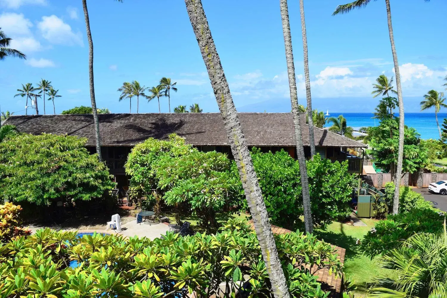 Patio, Property Building in Napili Village Hotel