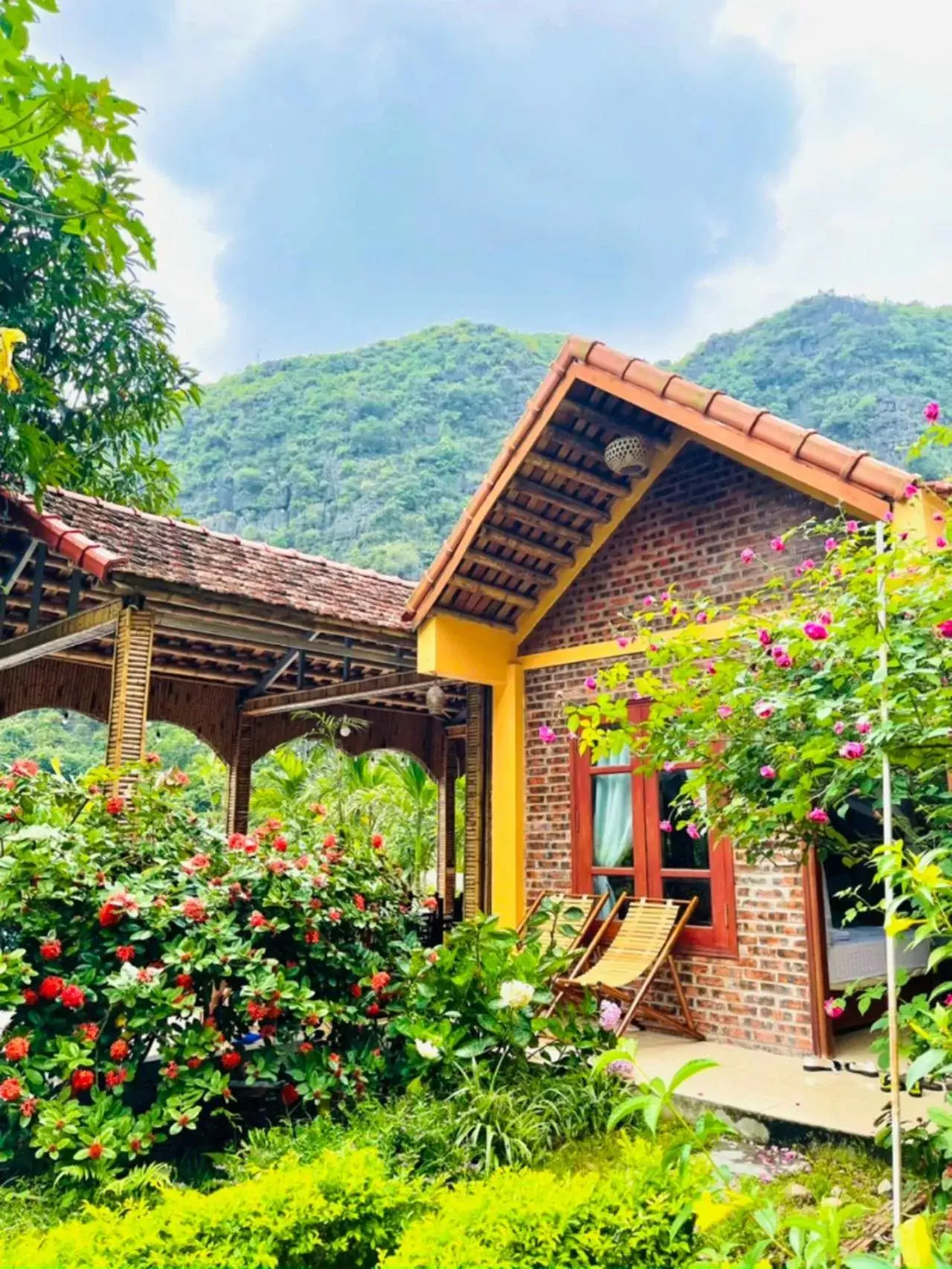 Patio, Property Building in Tam Coc Luxury Homestay