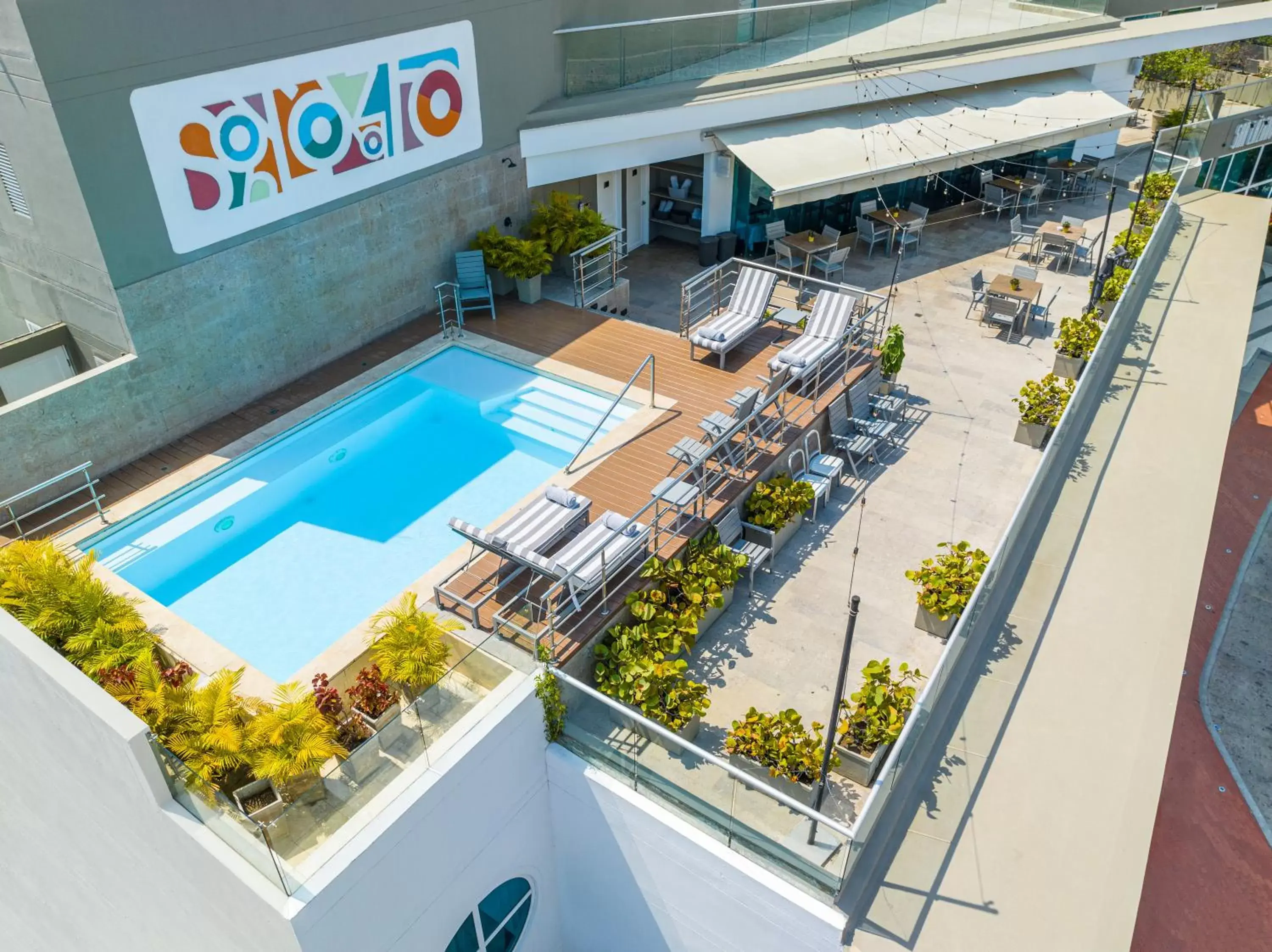 Balcony/Terrace, Pool View in GHL San Lazaro Art Hotel