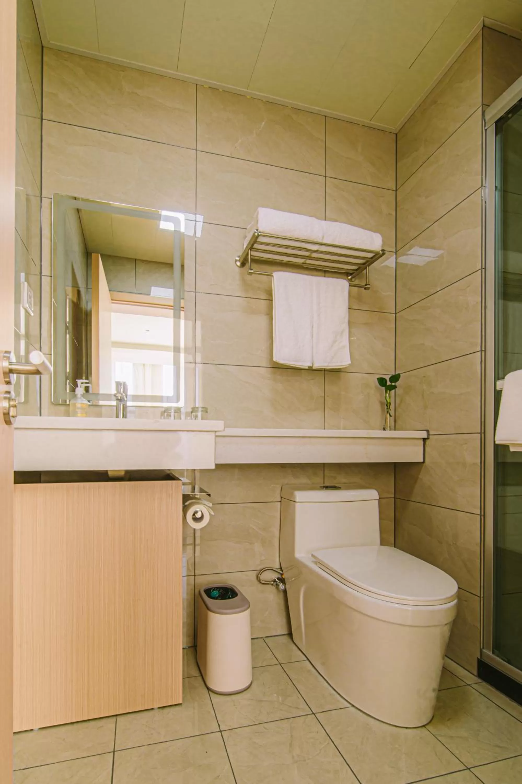 Toilet in Shanghai JOYFUL YARD Hotel-Free shuttle bus to Pudong Airport and Disneyland