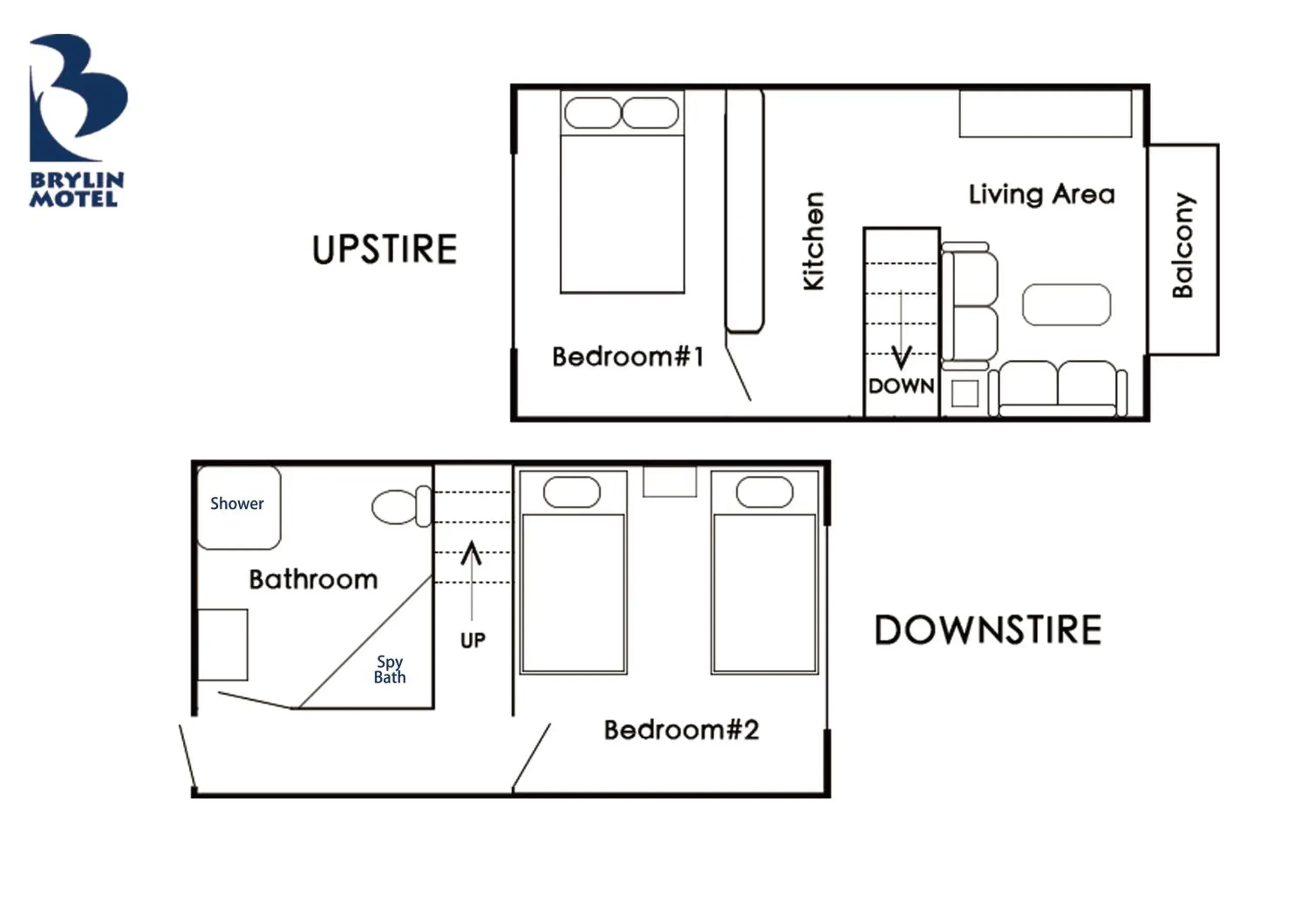 Two-Story Two-Bedroom Apartment with Spa Bath  in Brylin Motel