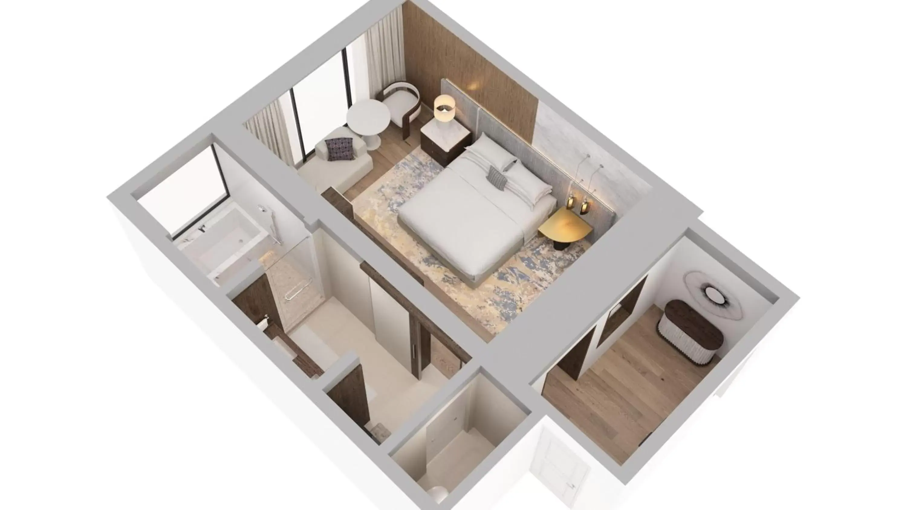 Bedroom, Floor Plan in VEA Newport Beach, a Marriott Resort & Spa