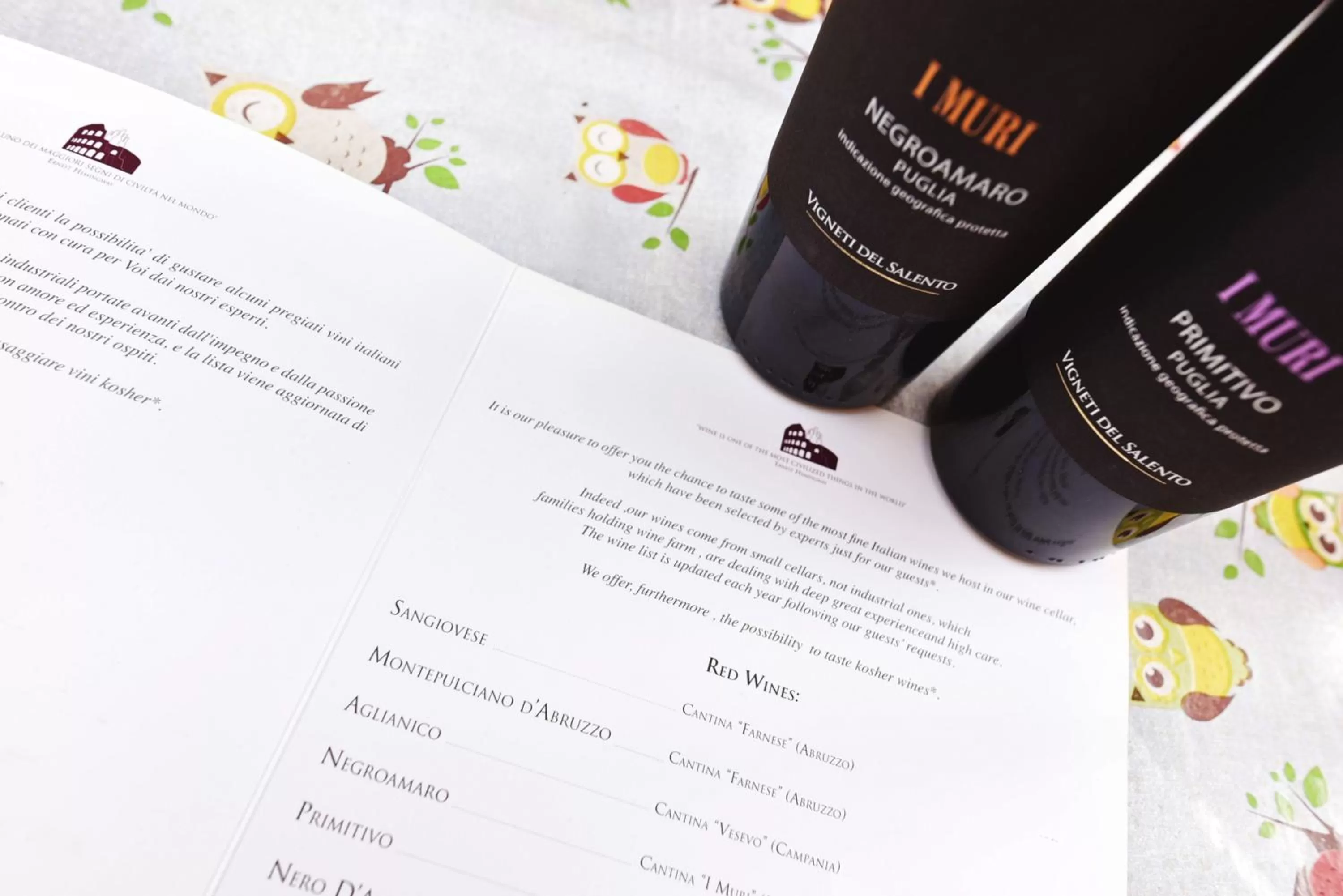 Food and drinks in Hotel Carmel