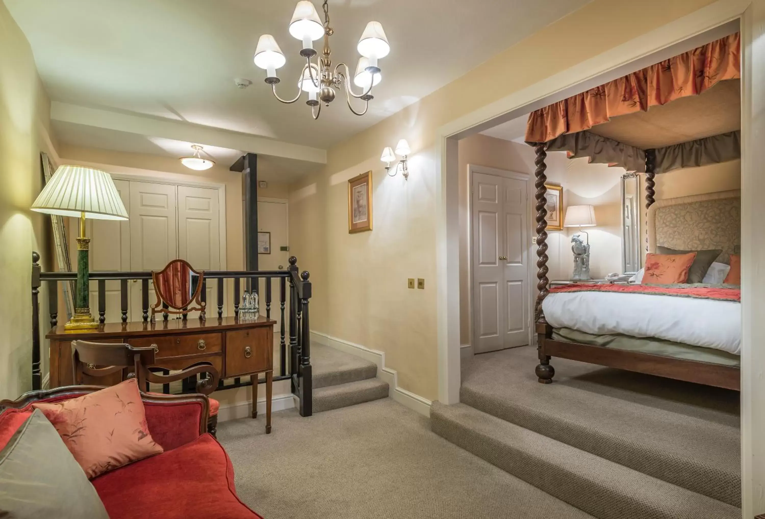 Bedroom, Seating Area in The Talbot Hotel, Oundle , Near Peterborough