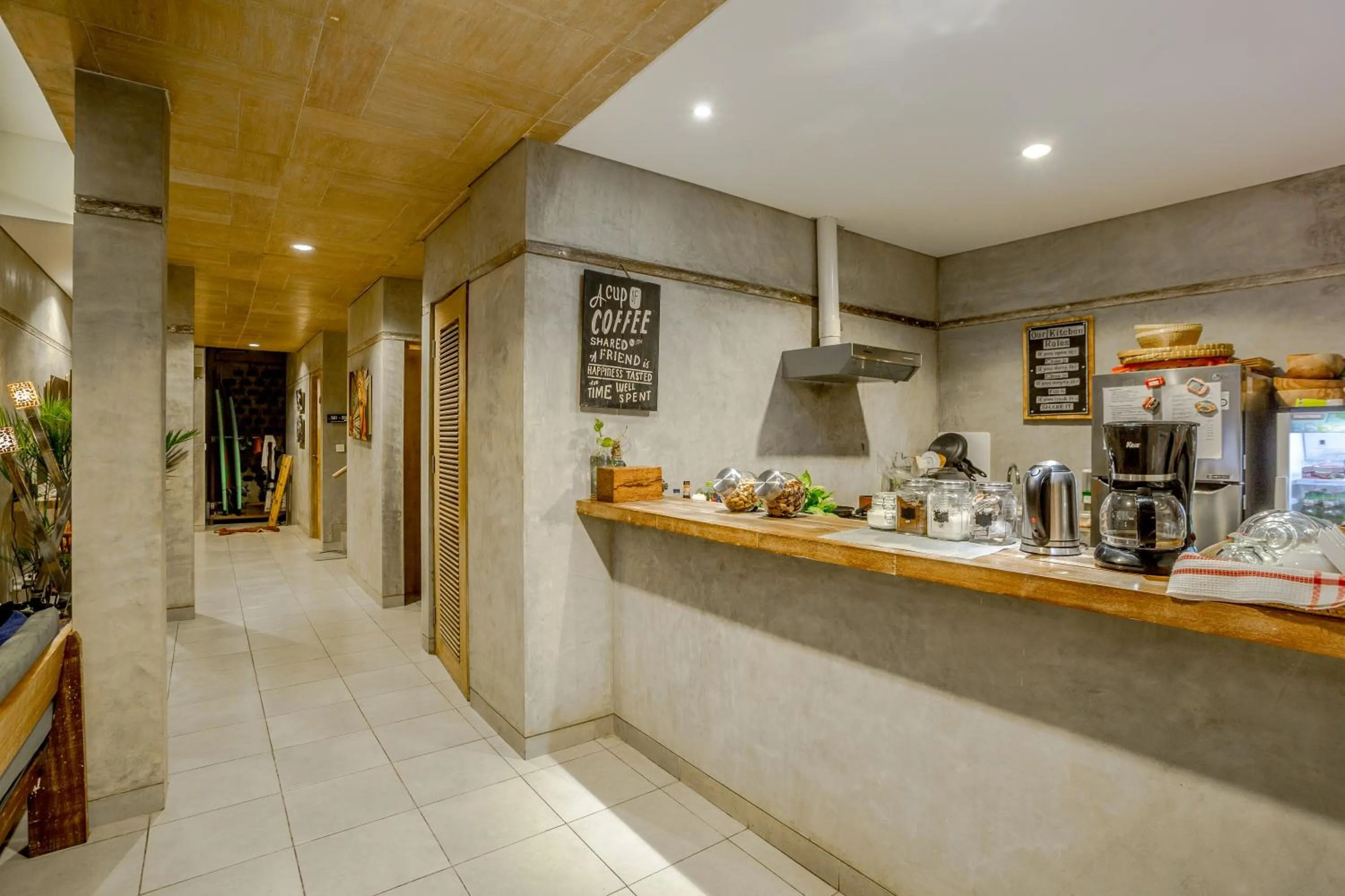 Communal kitchen in Lokal Bali Hostel