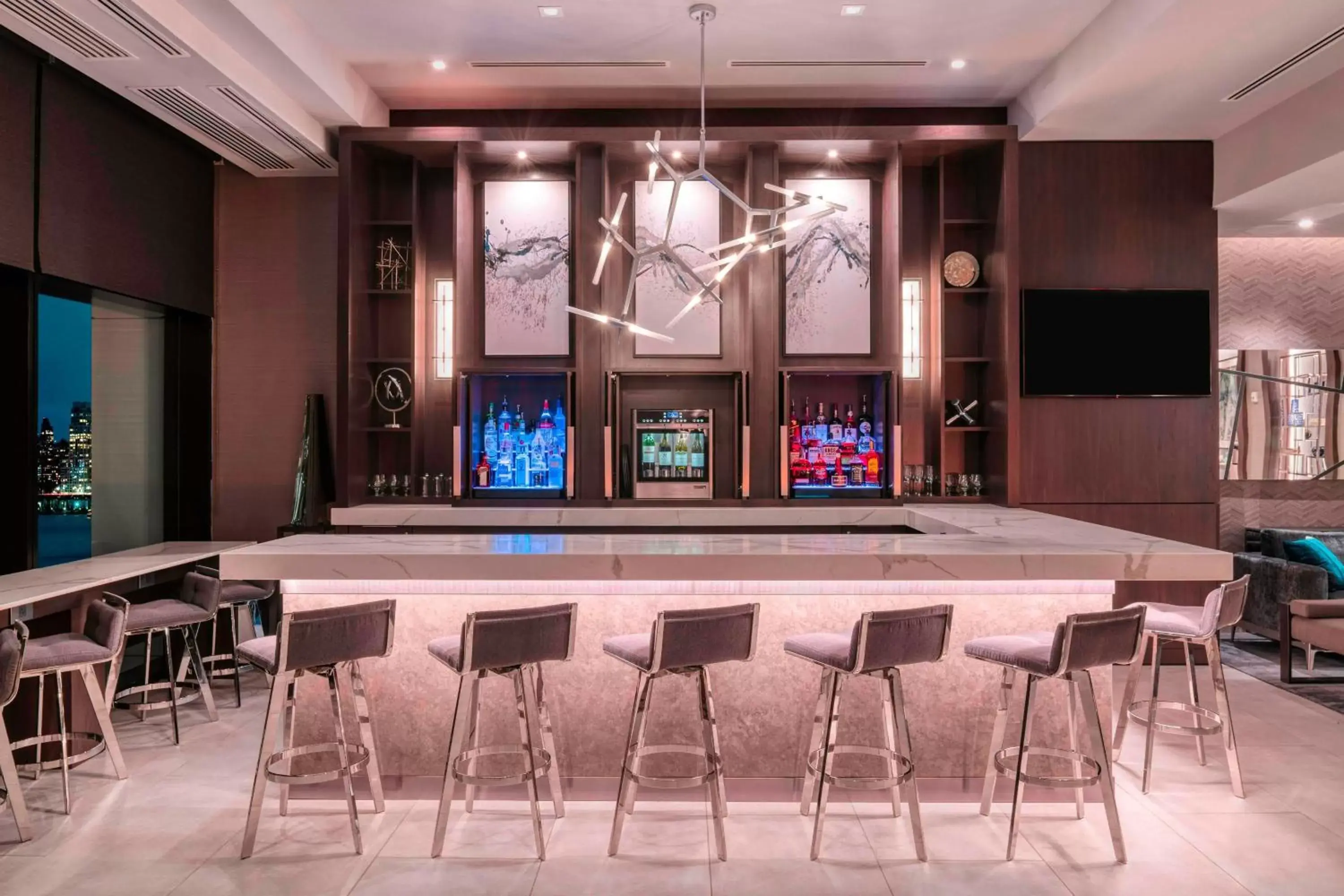 Lobby or reception, Lounge/Bar in Residence Inn by Marriott Weehawken