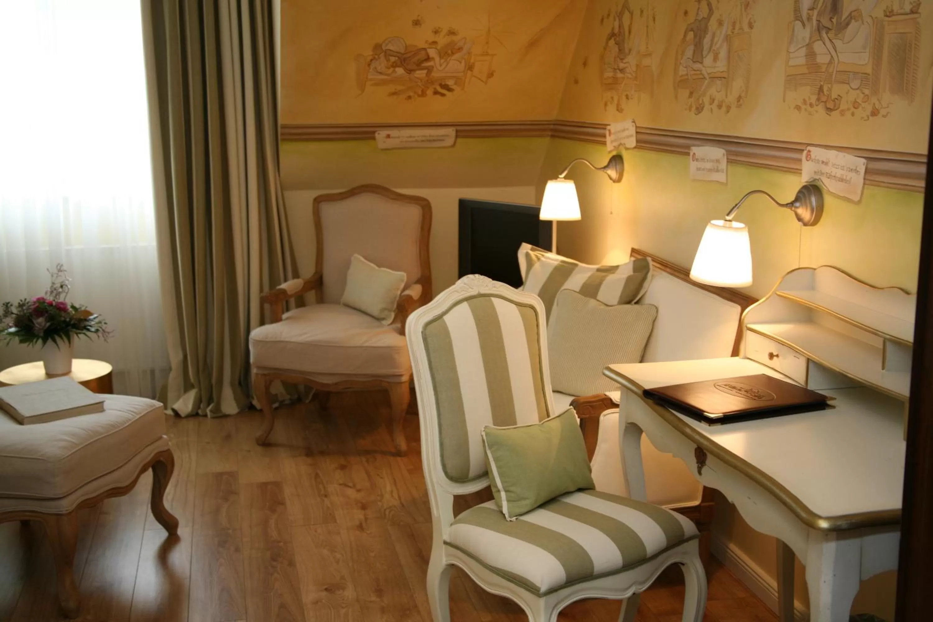 Decorative detail, Bed in Hotel Wilhelm Busch