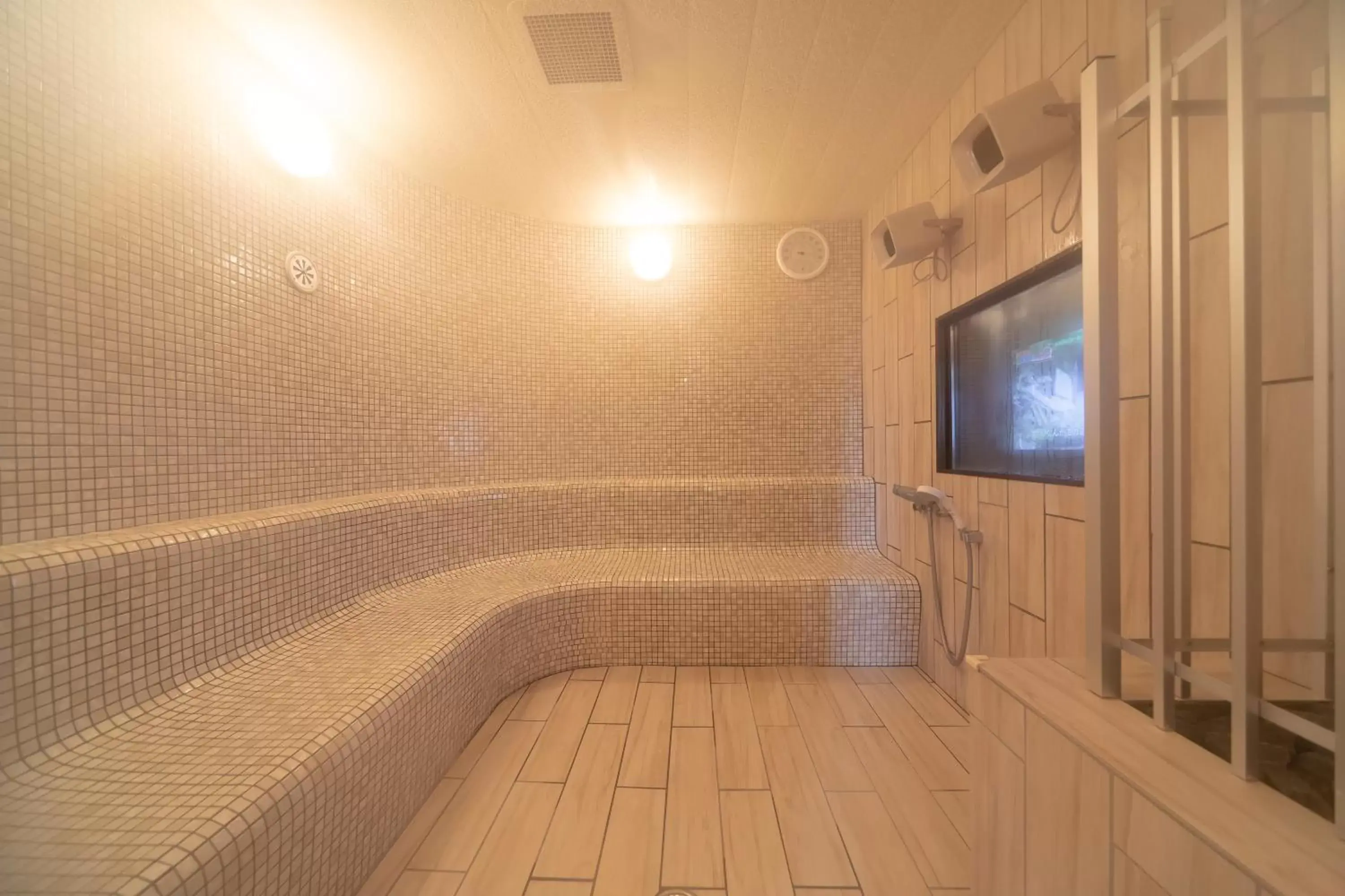 Steam room, TV/Entertainment Center in Dormy Inn Premium Fukui Natural Hot Spring