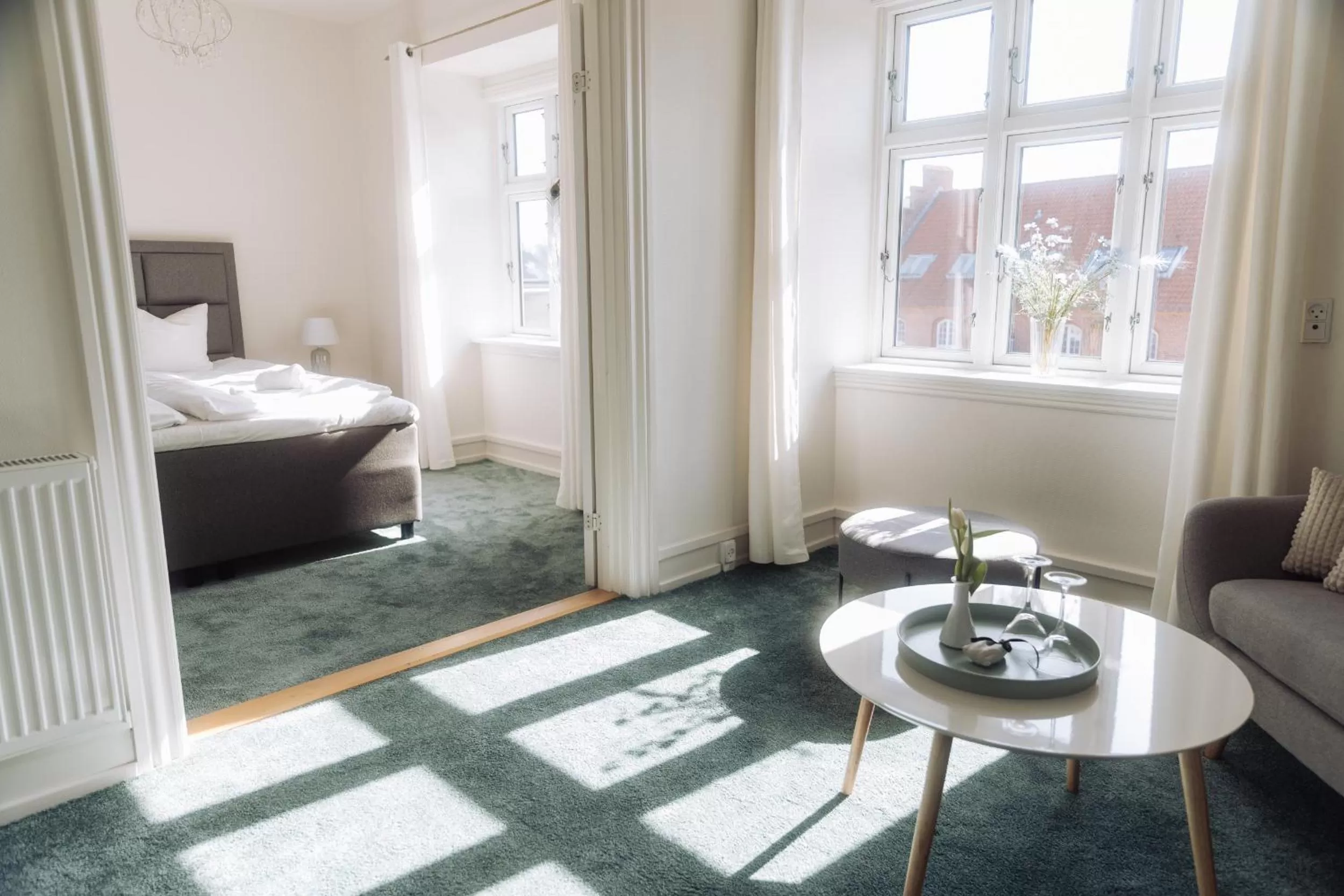 Seating area, Bed in Hotel Lidenlund