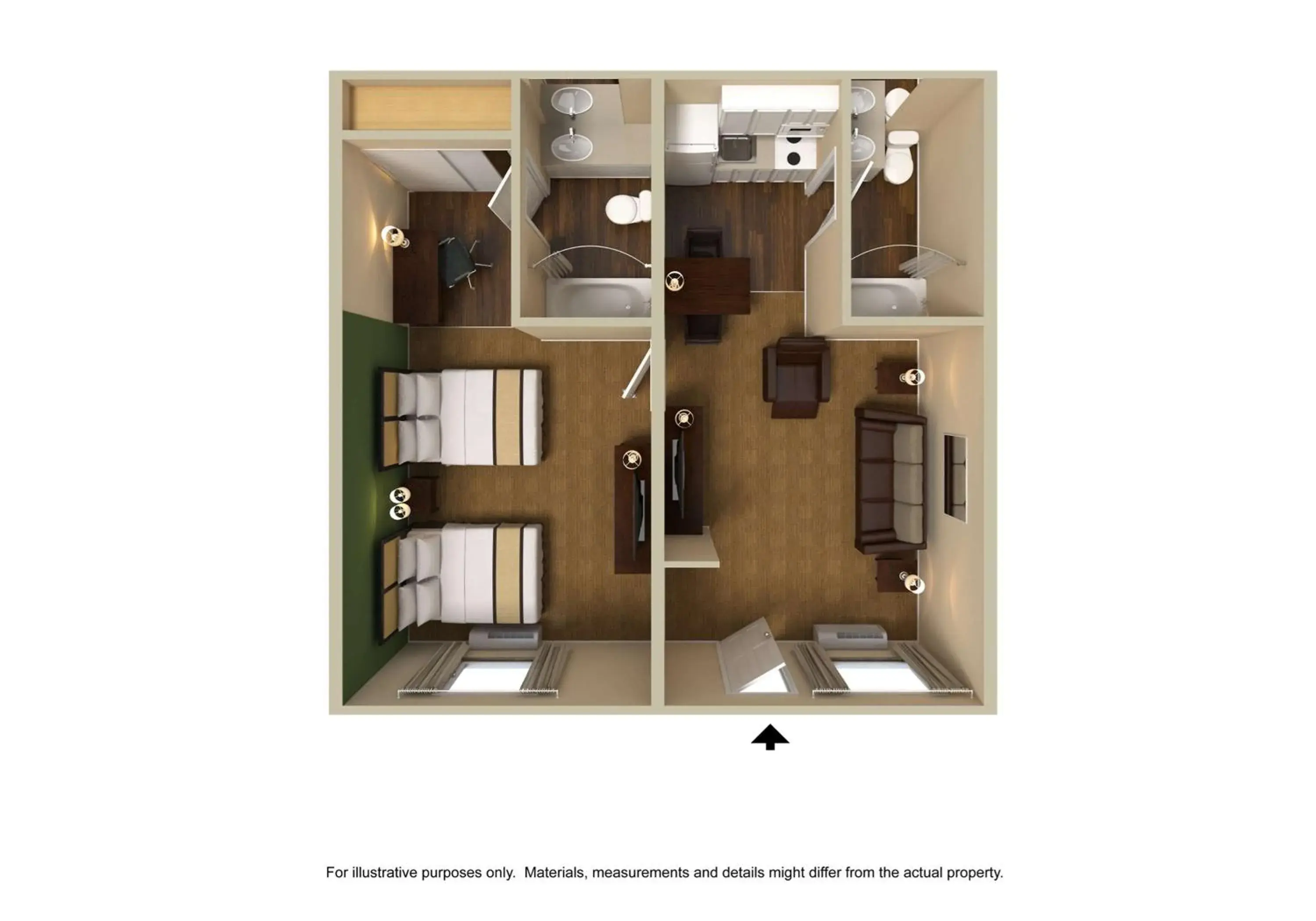 Bedroom, Floor Plan in Extended Stay America Suites - Boca Raton - Commerce