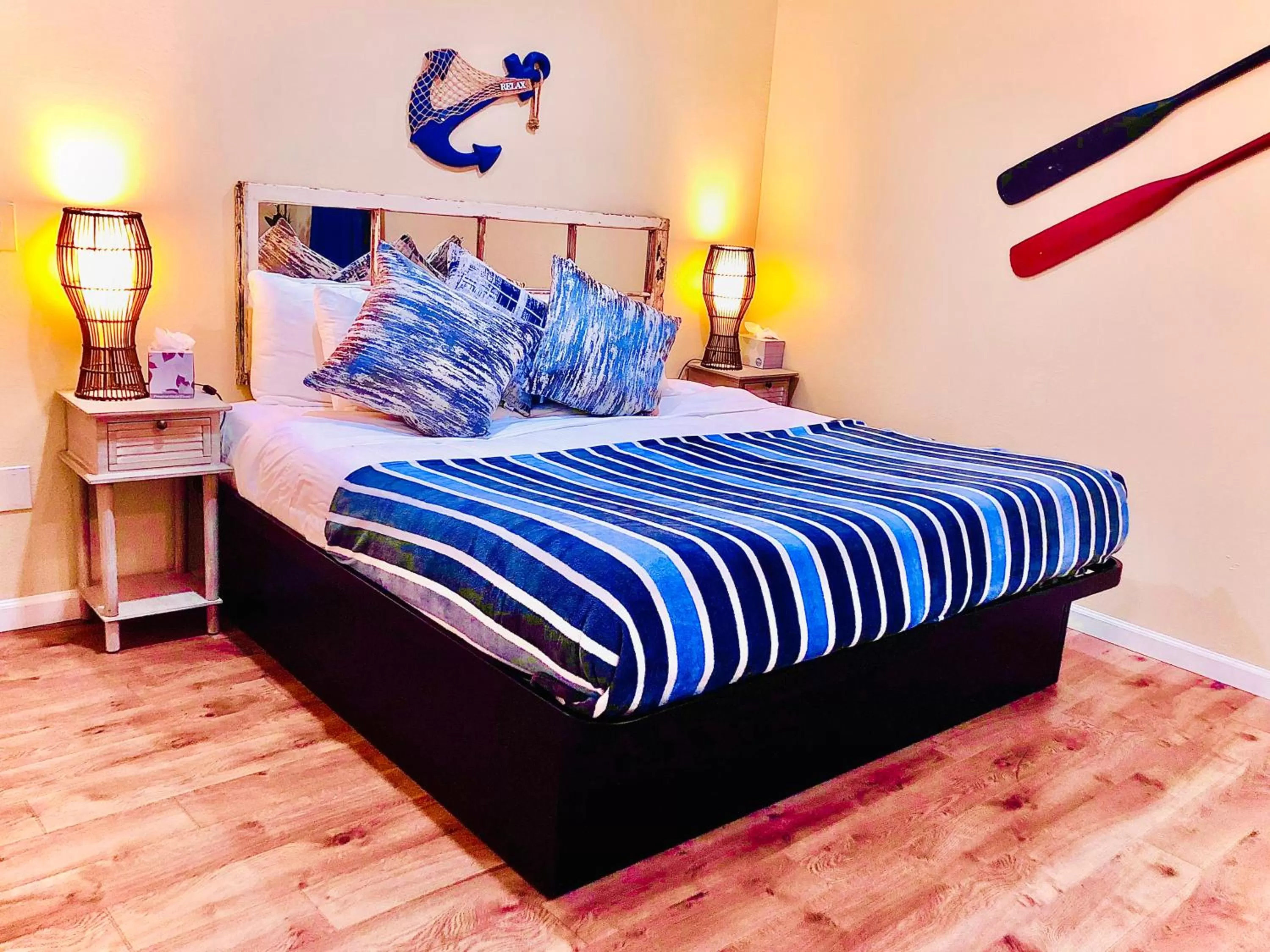 Bed in Captain's Inn at Moss Landing