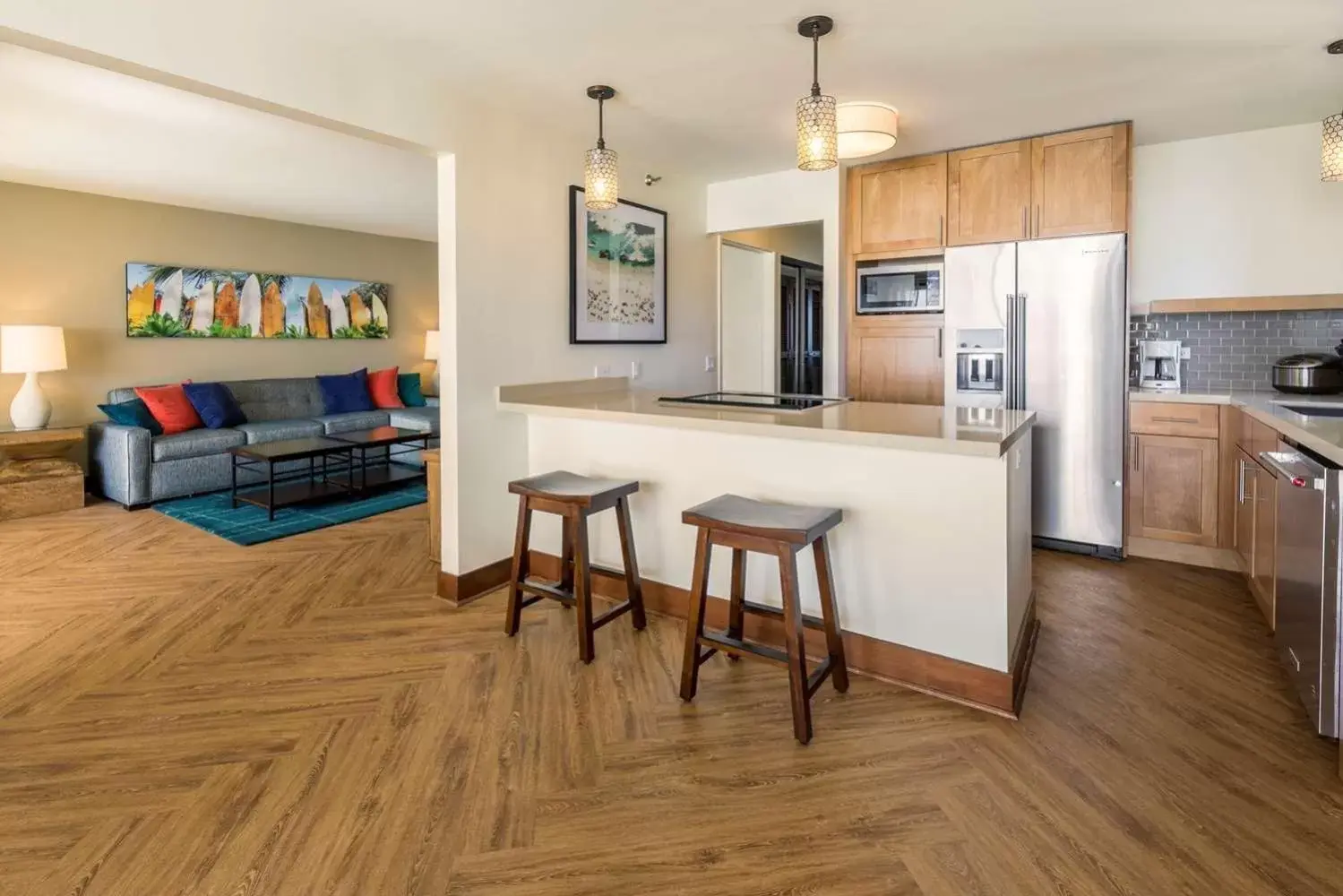 Living room, Kitchen/Kitchenette in Aston Waikiki Beach Tower