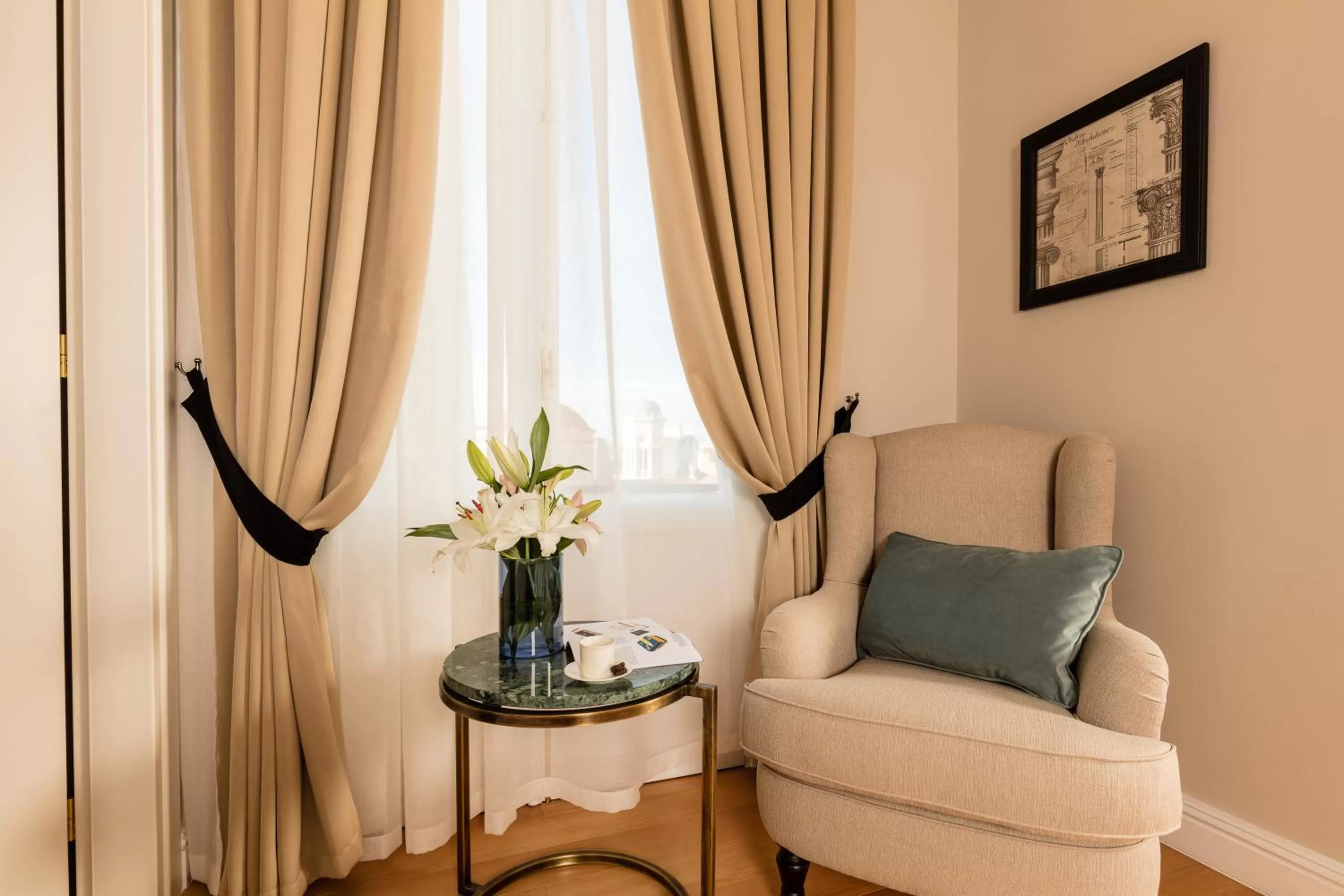 Seating area in Athens Mansion Luxury Suites