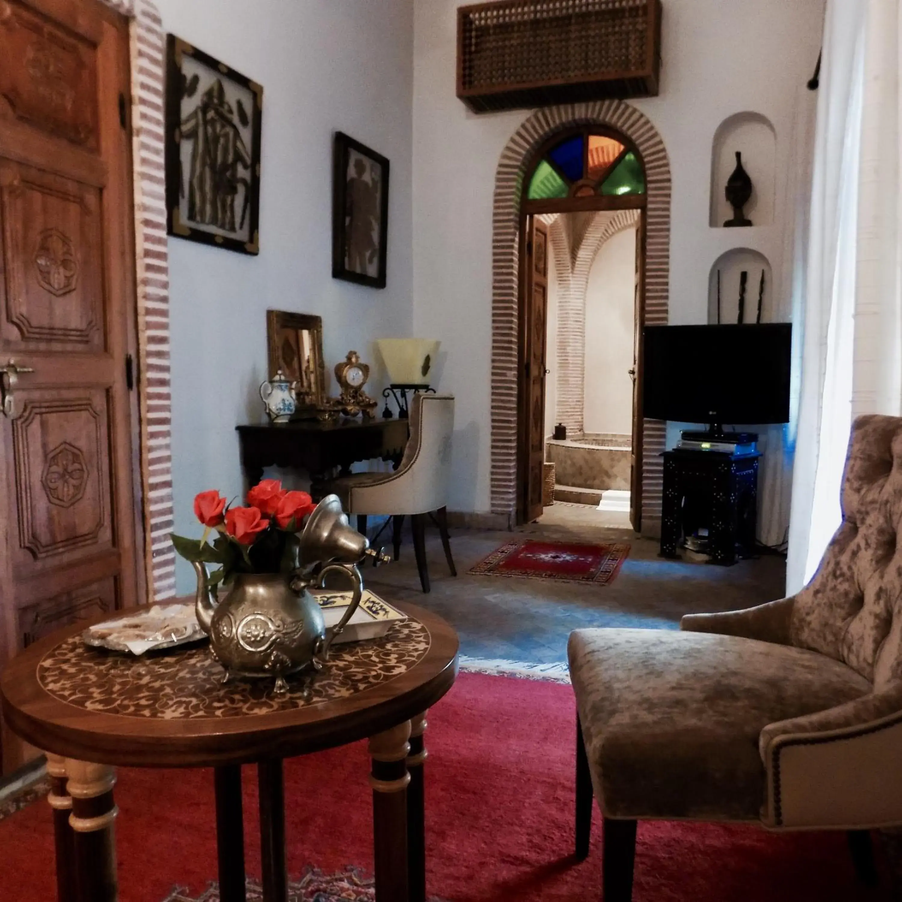 Bedroom, Seating Area in Riad Les Trois Palmiers El Bacha