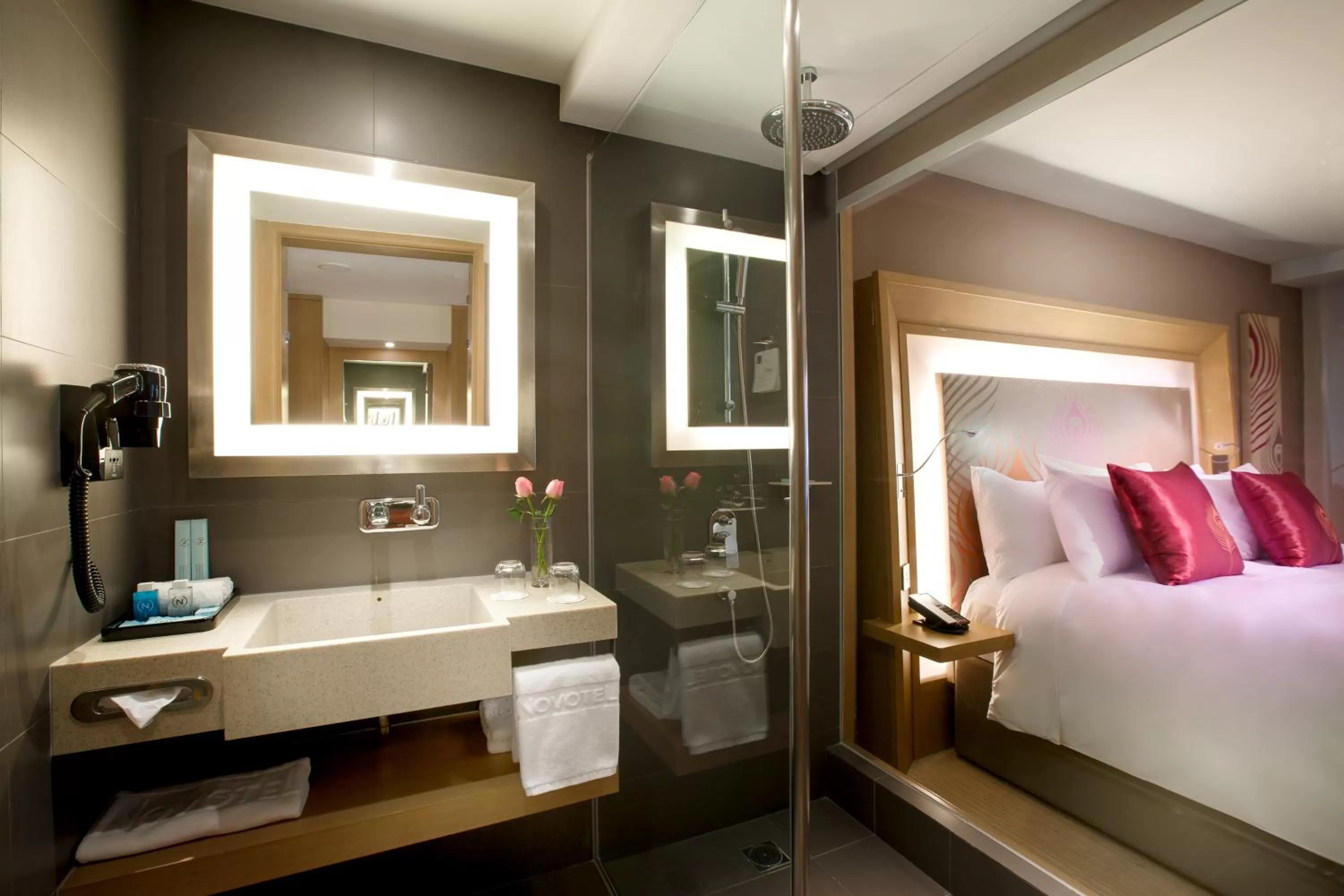 Bathroom, Bed in Novotel Yangon Max