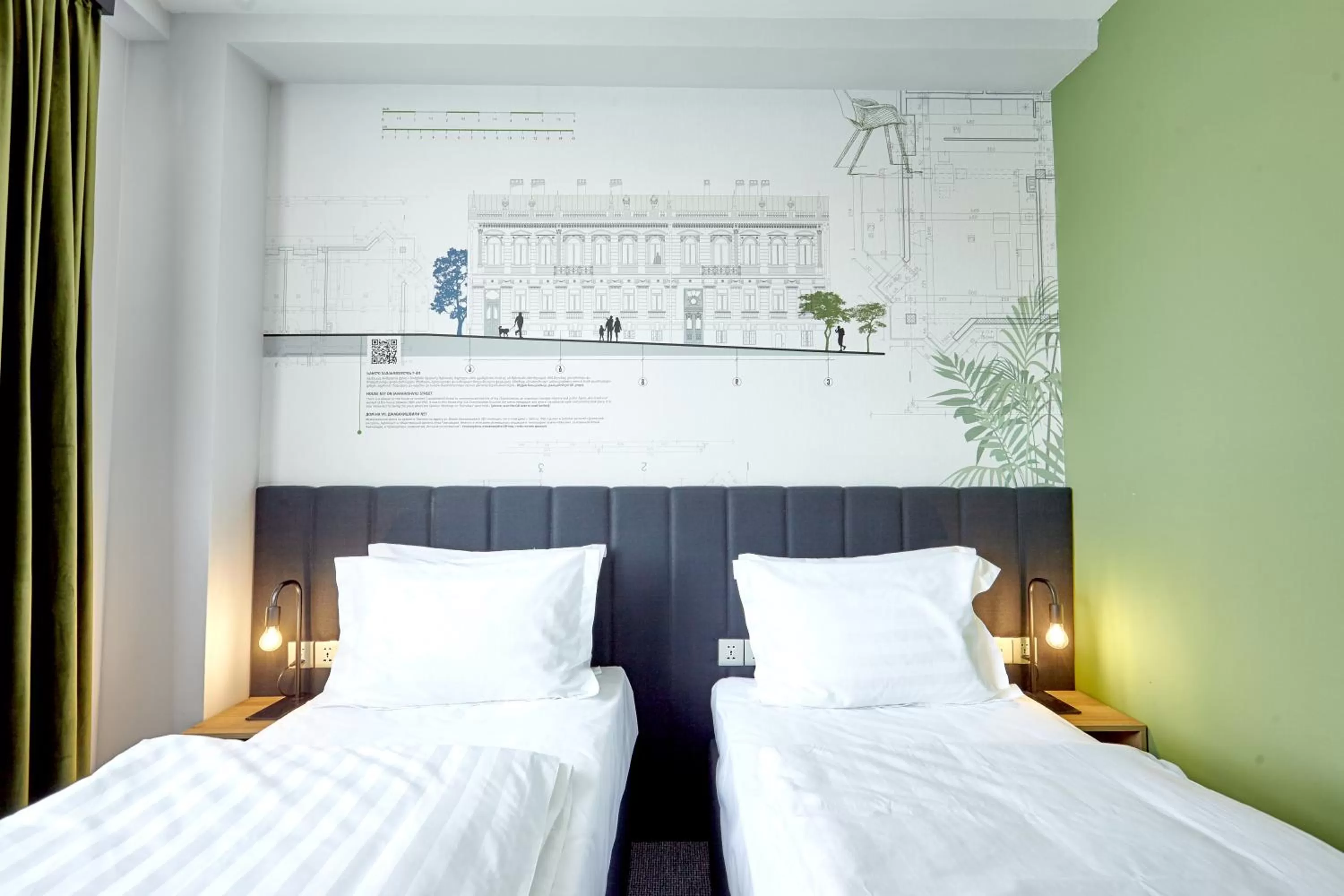 Bed in Graphica Tbilisi Hotel