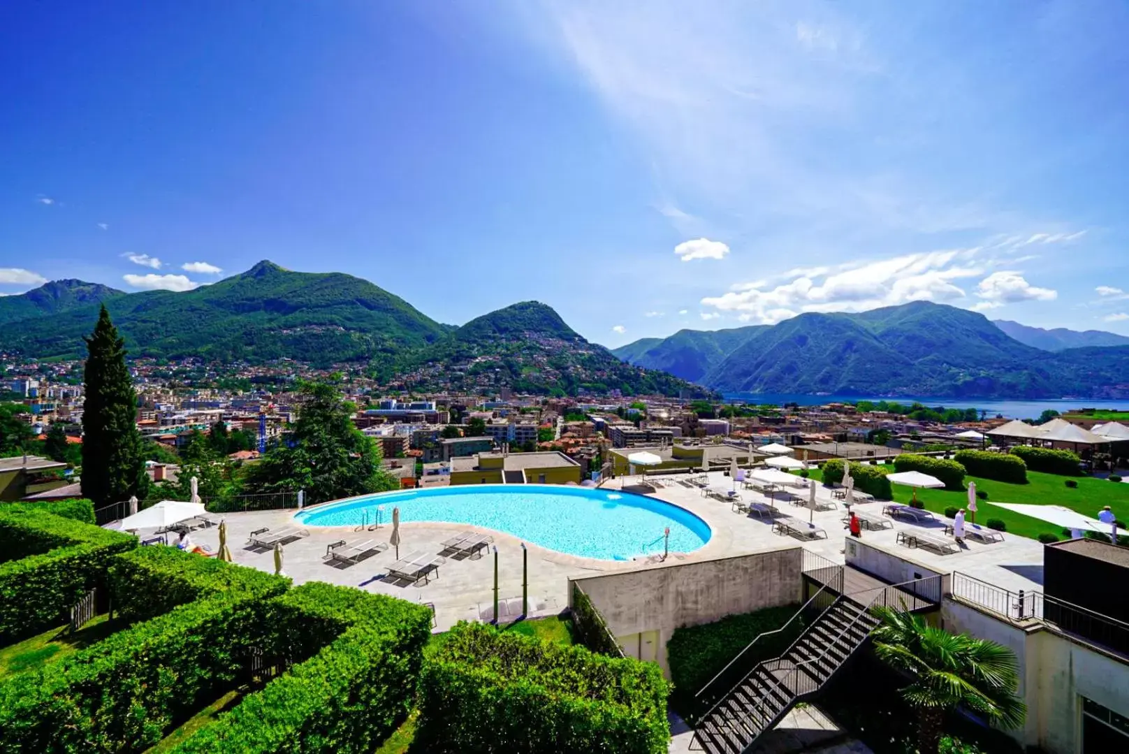 Swimming pool, Pool View in Villa Sassa Hotel, Residence & Spa - Ticino Hotels Group