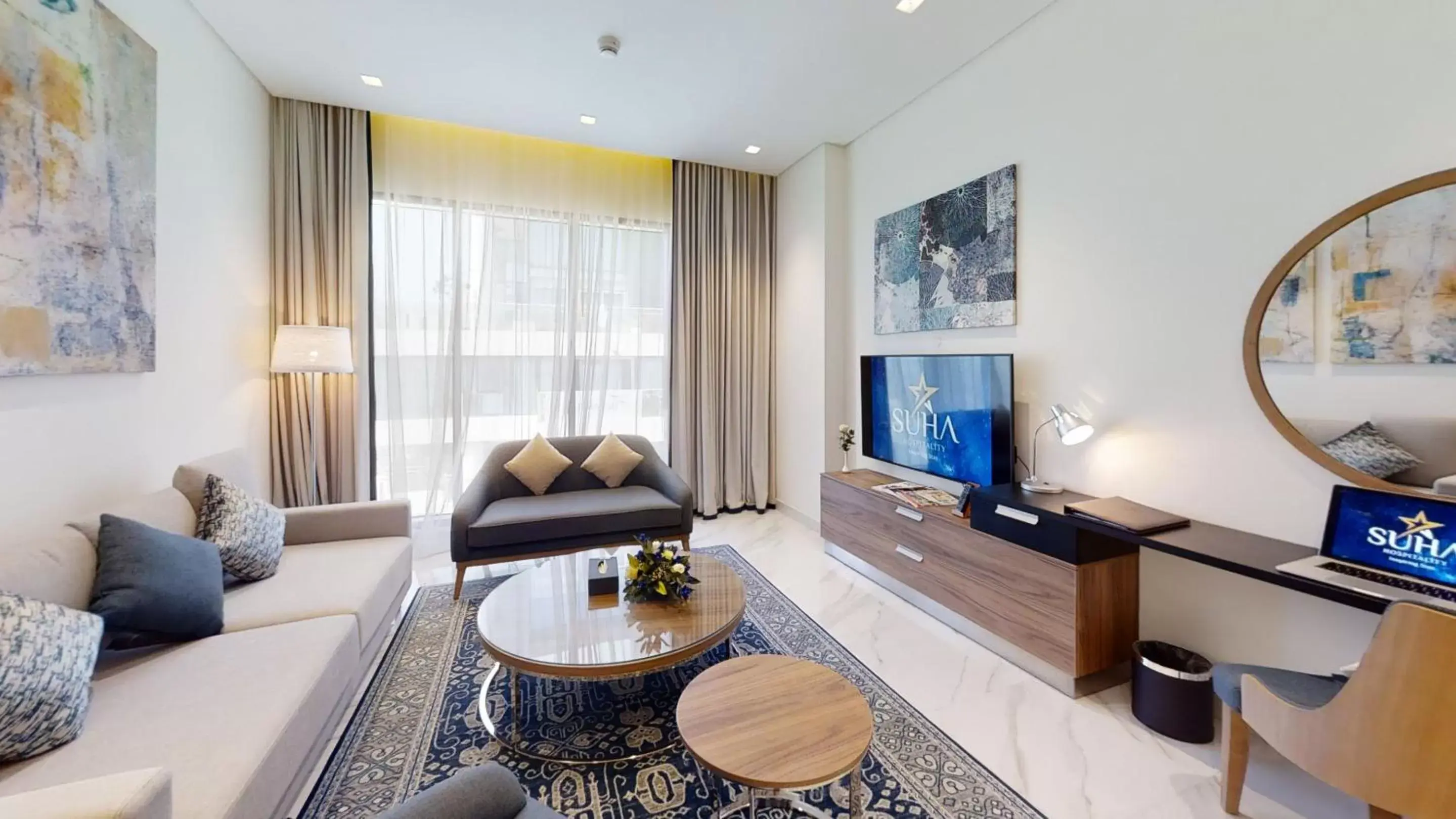 Living room in Suha Mina Rashid Hotel Apartments