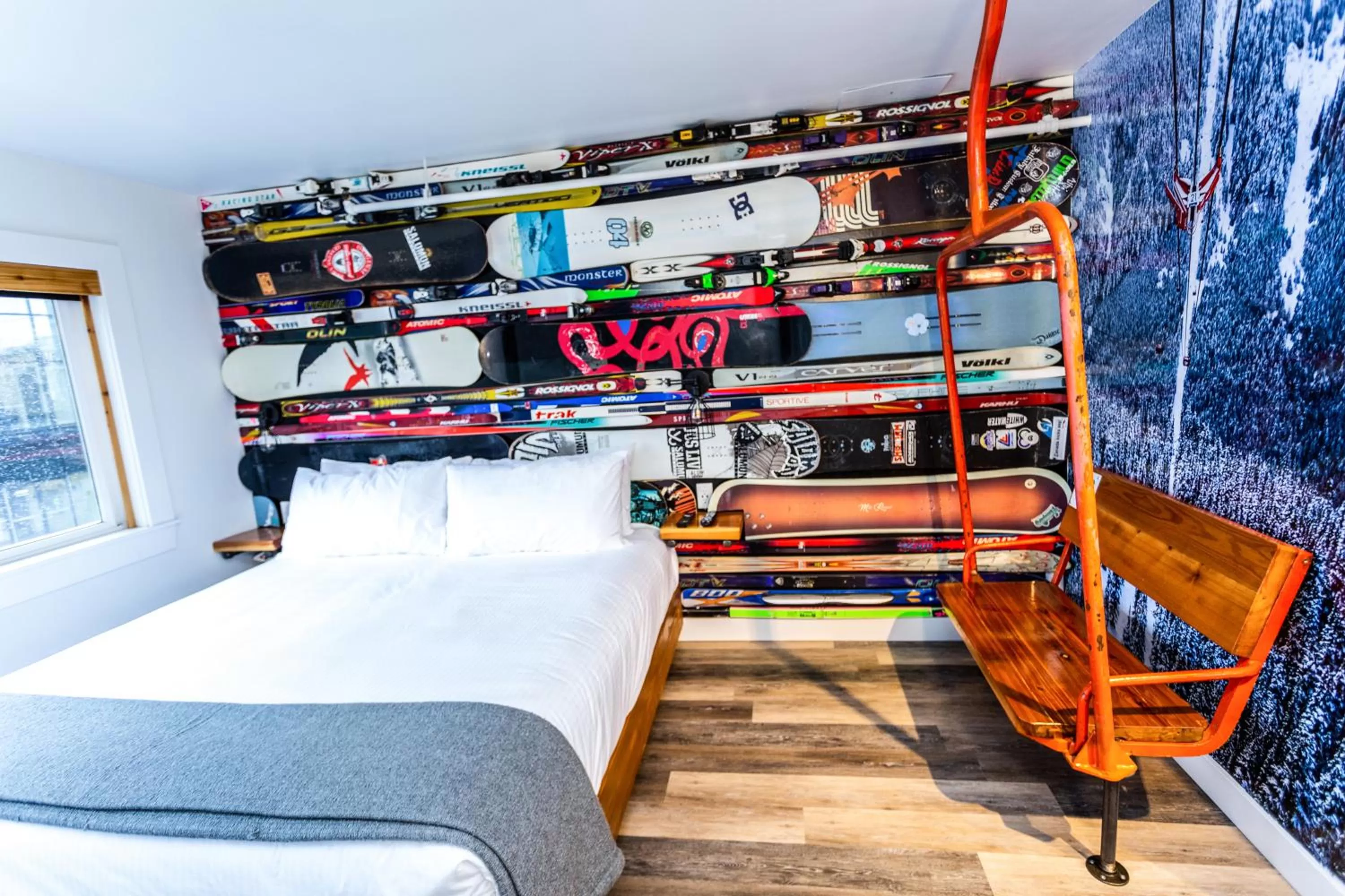 Property building, Bed in Crash Hotel Squamish