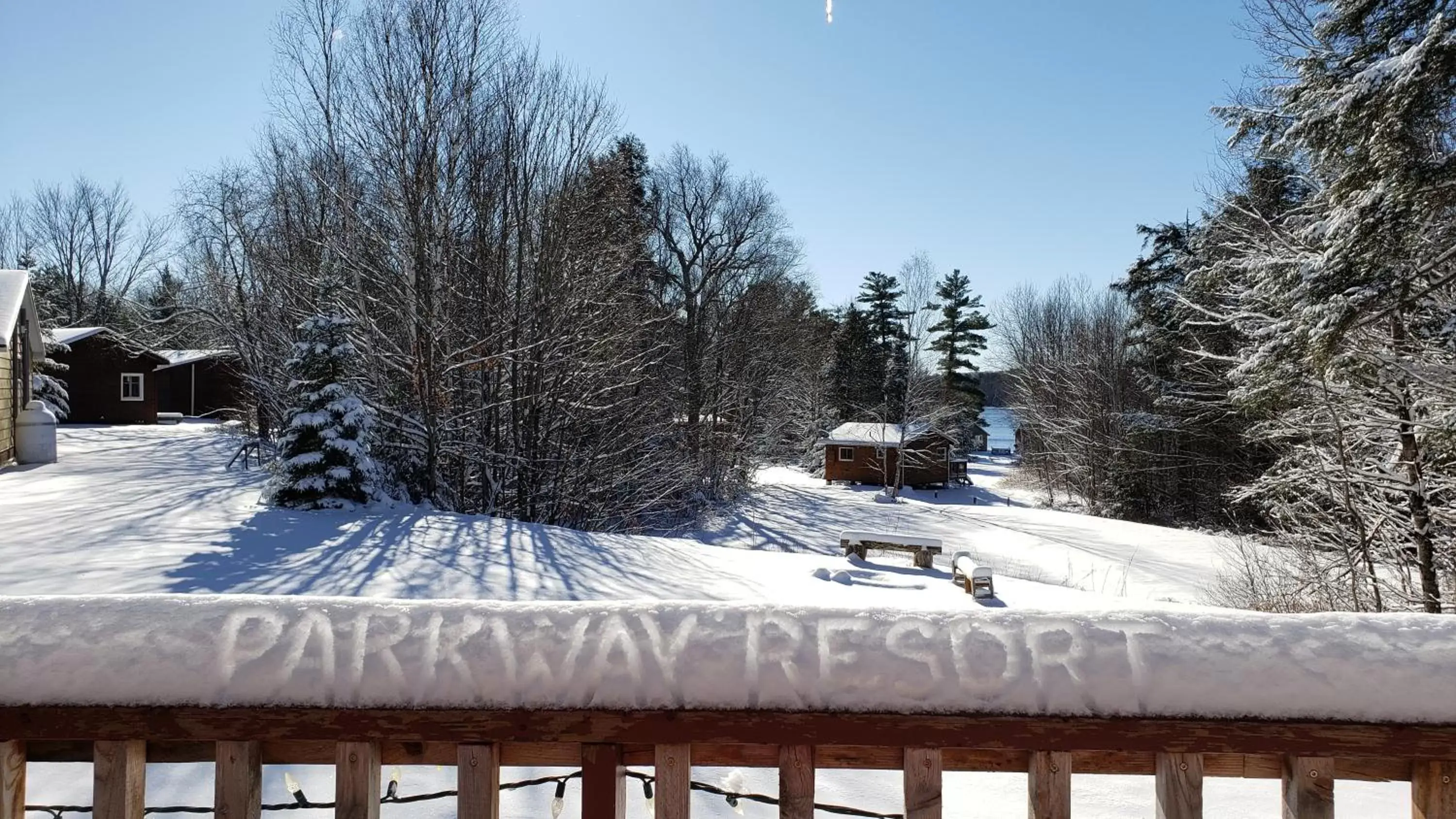 Property building, Winter in Parkway Cottage Resort and Trading Post