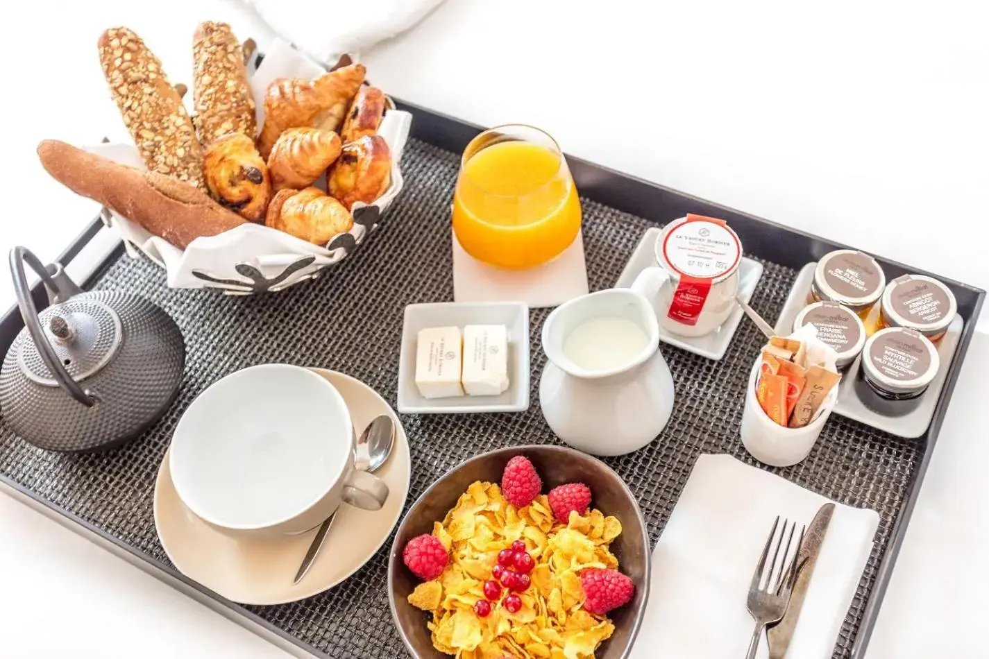 Food close-up, Breakfast in Hotel Marignan Champs-Elysées