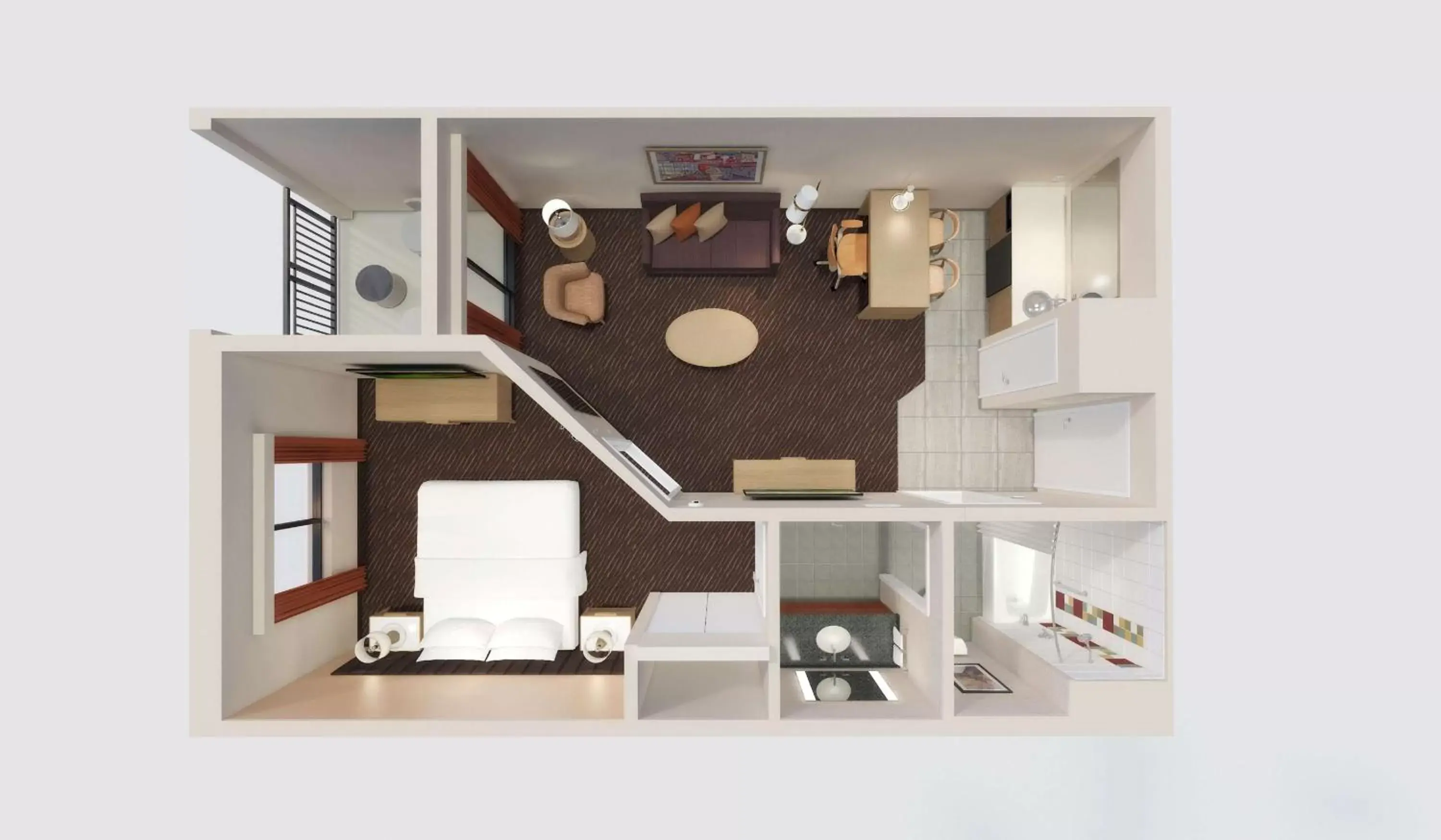 Bed, Floor Plan in Embassy Suites by Hilton Phoenix Scottsdale